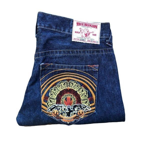 True Religion True Religion Embroidered Jeans Shorts Size 38 BOBBY Blue Size US 38 / EU 54 - 1 Thumbnail