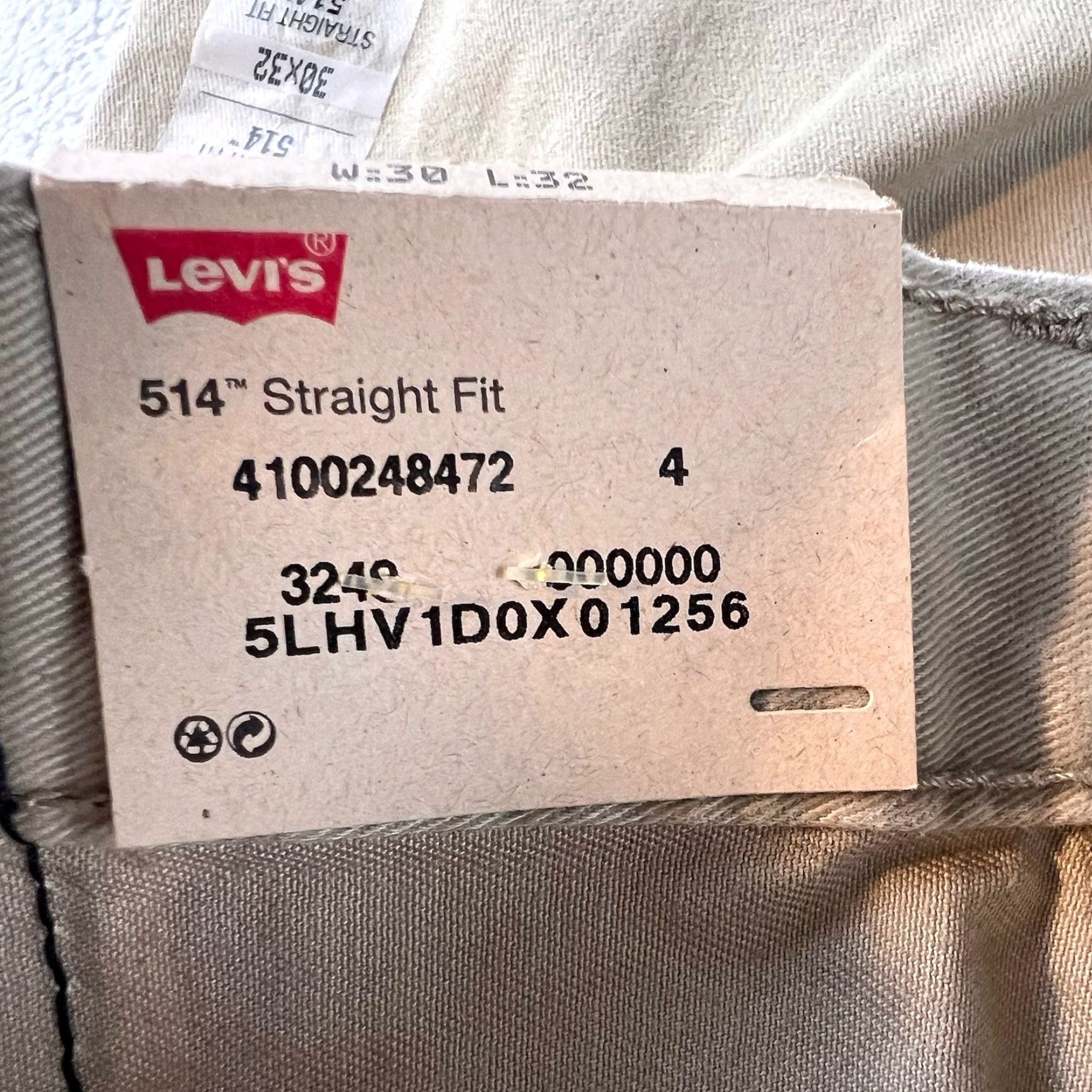 Levi's Levi's 514 Pants Mens 30x32 Beige Straight Fit Chino NWT Baggy? No Size US 30 / EU 46 - 4 Thumbnail