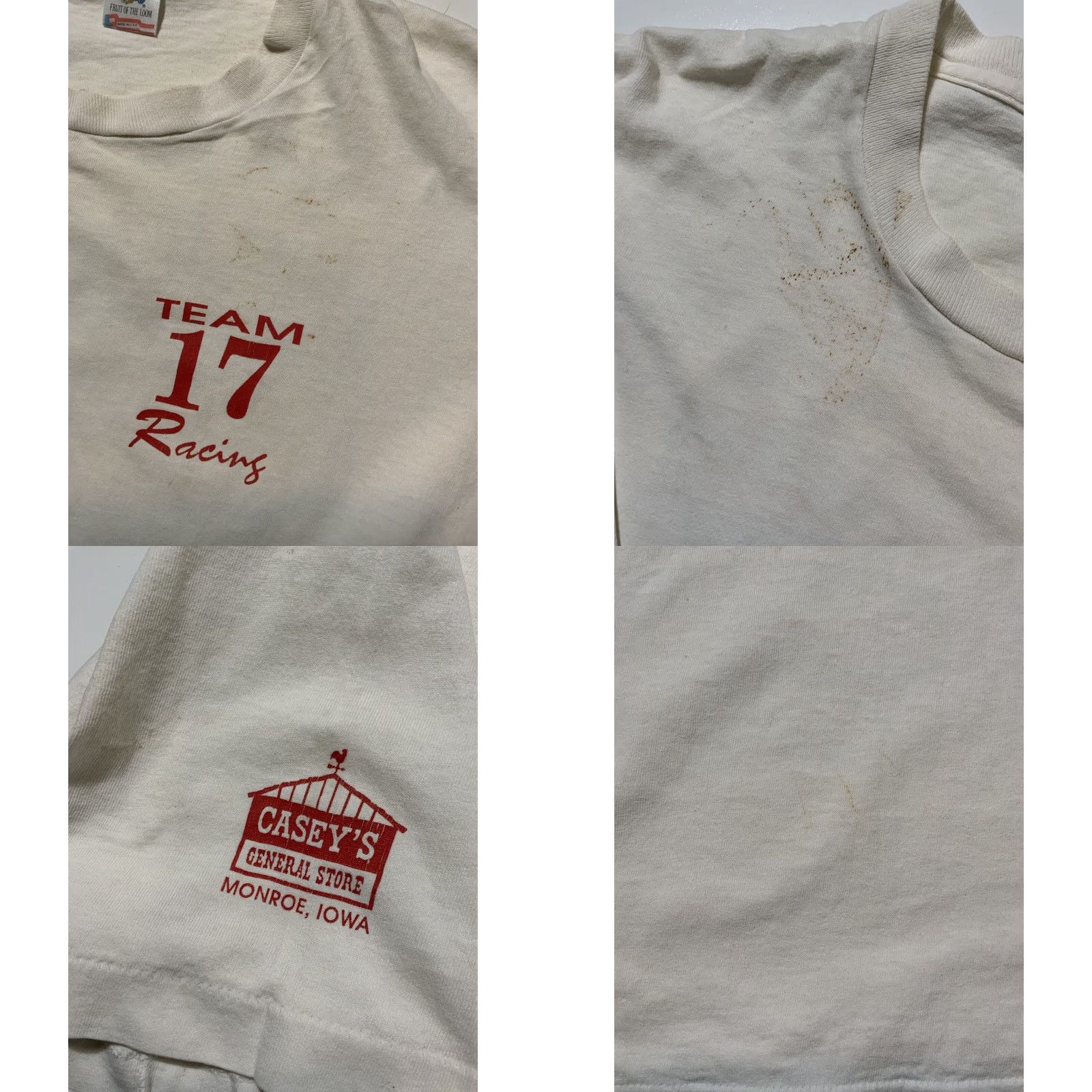 Fruit Of The Loom VINTAGE 90s Billy Bell Colfax Iowa Team 17 Sprint Car Racing Single Stitch T-Shirt XL White Mens Size US XL / EU 56 / 4 - 8 Thumbnail