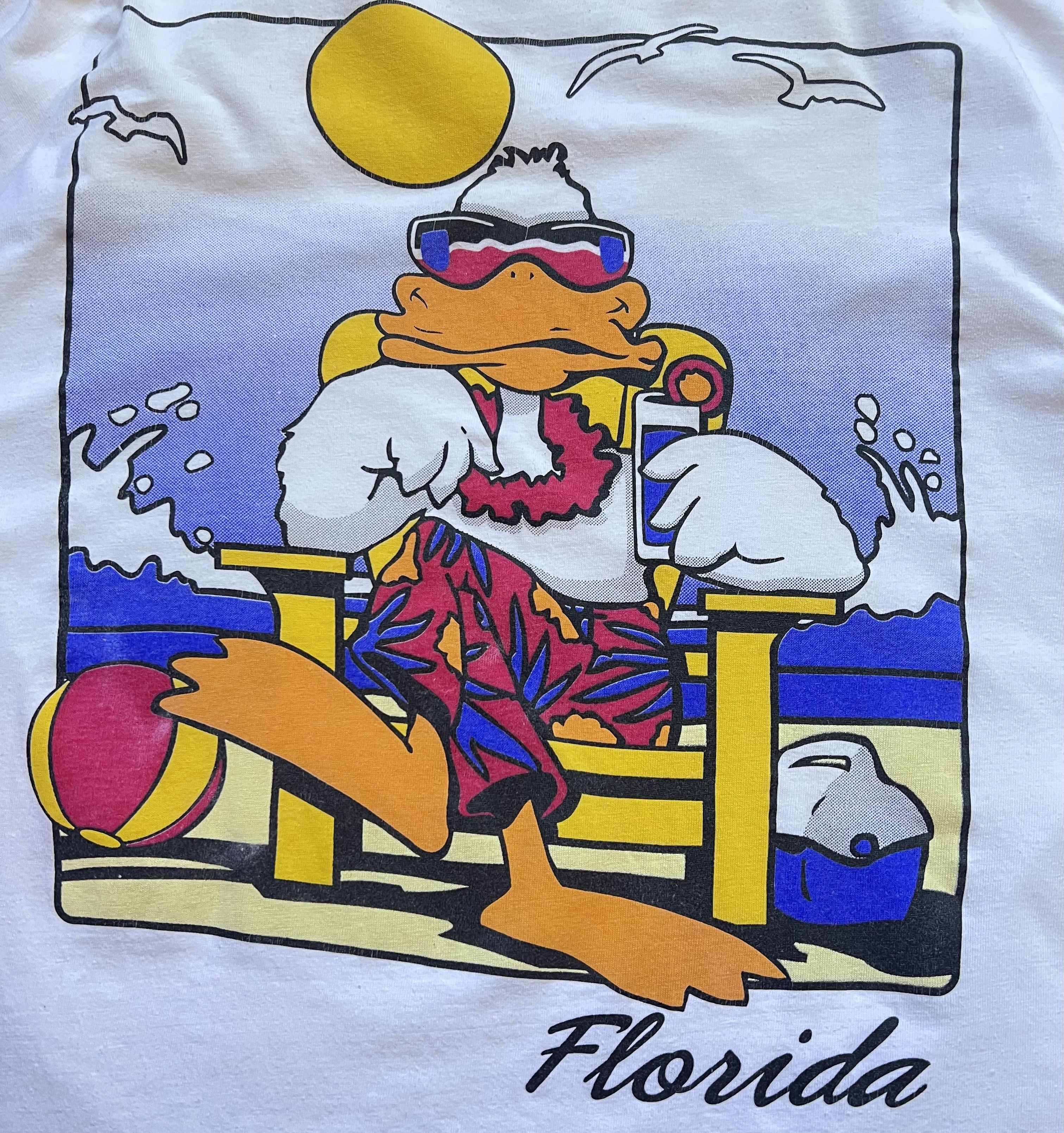 Vintage Vintage 80s Florida Party Duck T-Shirt Single Stitch Size US XL / EU 56 / 4 - 2 Thumbnail