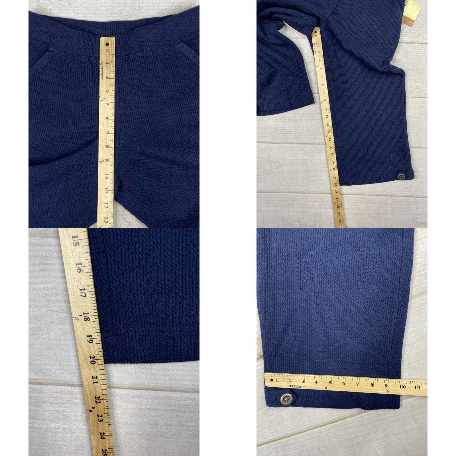 Coldwater Creek Coldwater Creek Pants Womens PS Petite NWT Blue Textured Heavy Cropped Pull On Elastic Waist Size 28" / US 6 / IT 42 - 8 Thumbnail