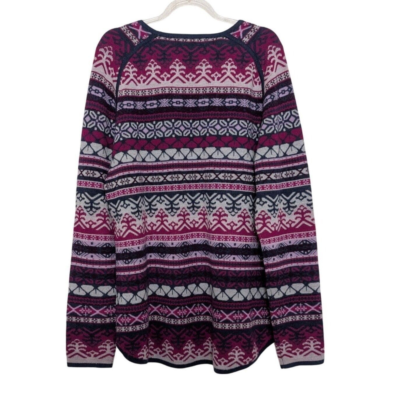 Designer Title Nine Fair Isle Sweater Womens Size XL Purple Knit Long Size XL / US 12-14 / IT 48-50 - 7 Thumbnail