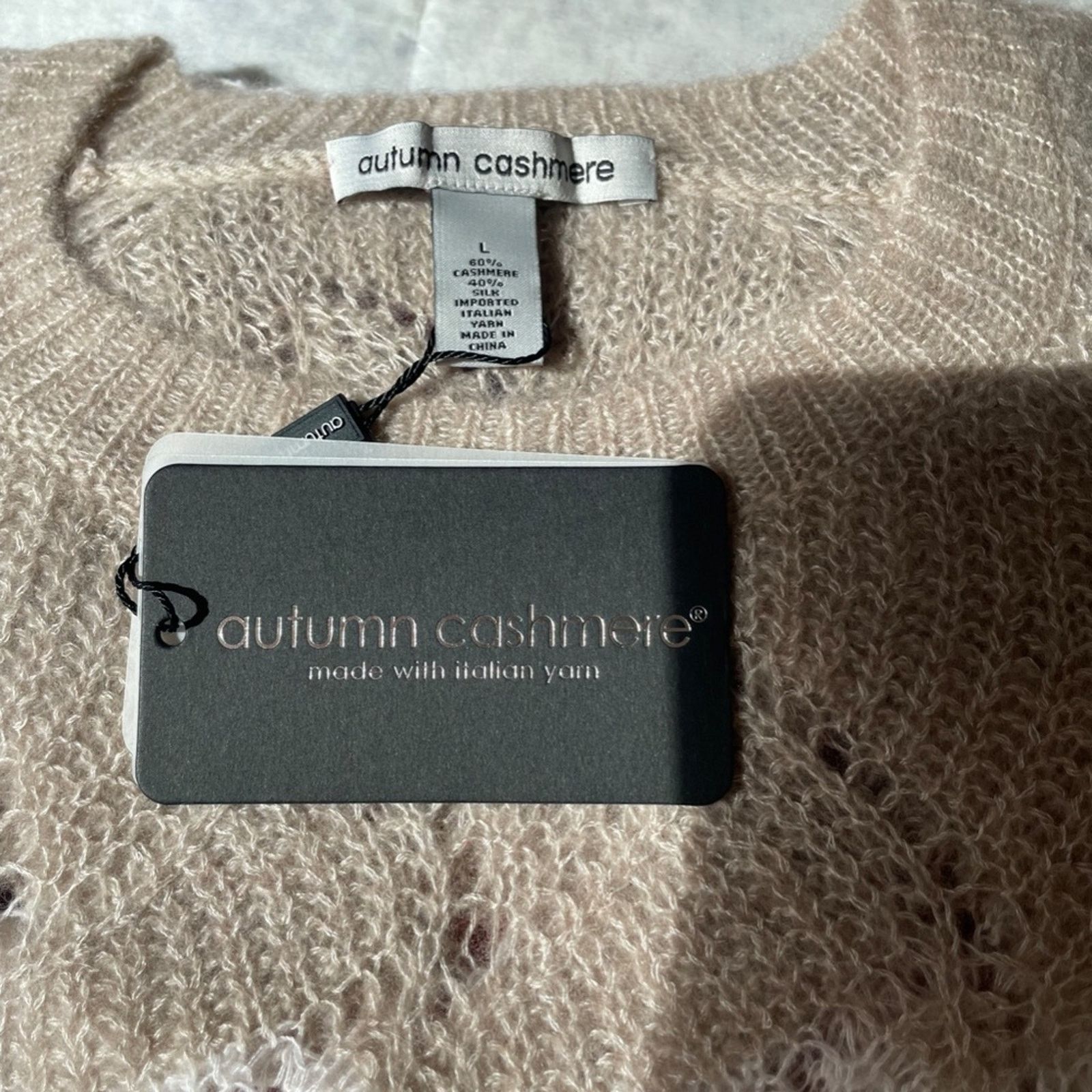 Autumn Cashmere Striped Wave Stitch Cashmere/Silk Sweater - AUTUMN CASHMERE Size L / US 10 / IT 46 - 8 Thumbnail