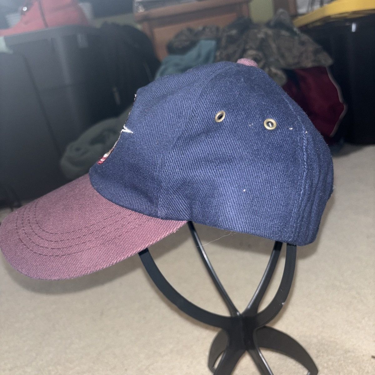 Reebok × Vintage Vintage Reebok Hat 1990s Embroidered Plain Logo Maroon Navy Size ONE SIZE - 3 Thumbnail