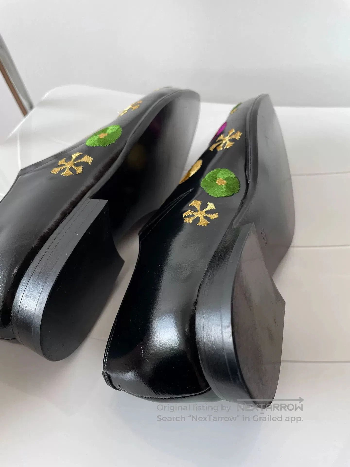 Comme des Garcons Comme des Garçons Embroidered Black Leather Shoes. Size US 4 / IT 34 - 6 Thumbnail