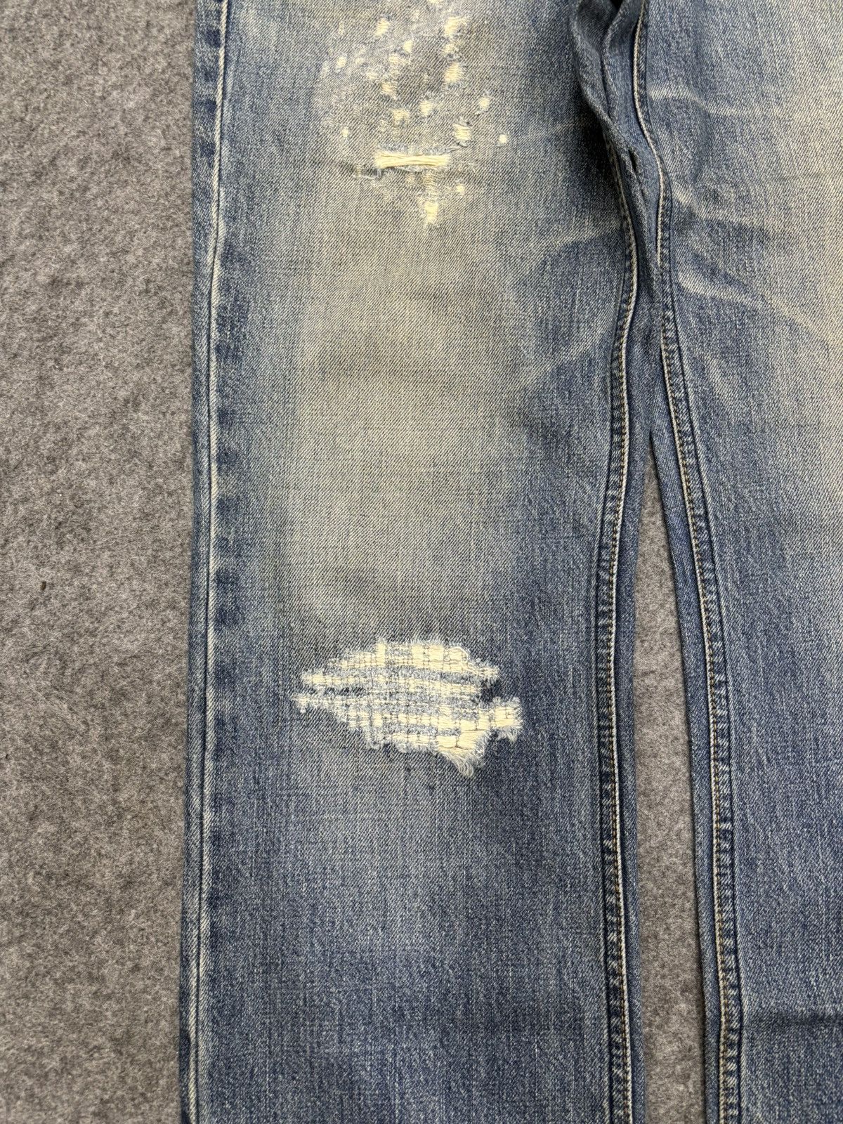 Japanese Brand 💥Vintage LOUNGE LIZARD Japan Crash Distressed Denim F679 Size US 33 - 6 Thumbnail