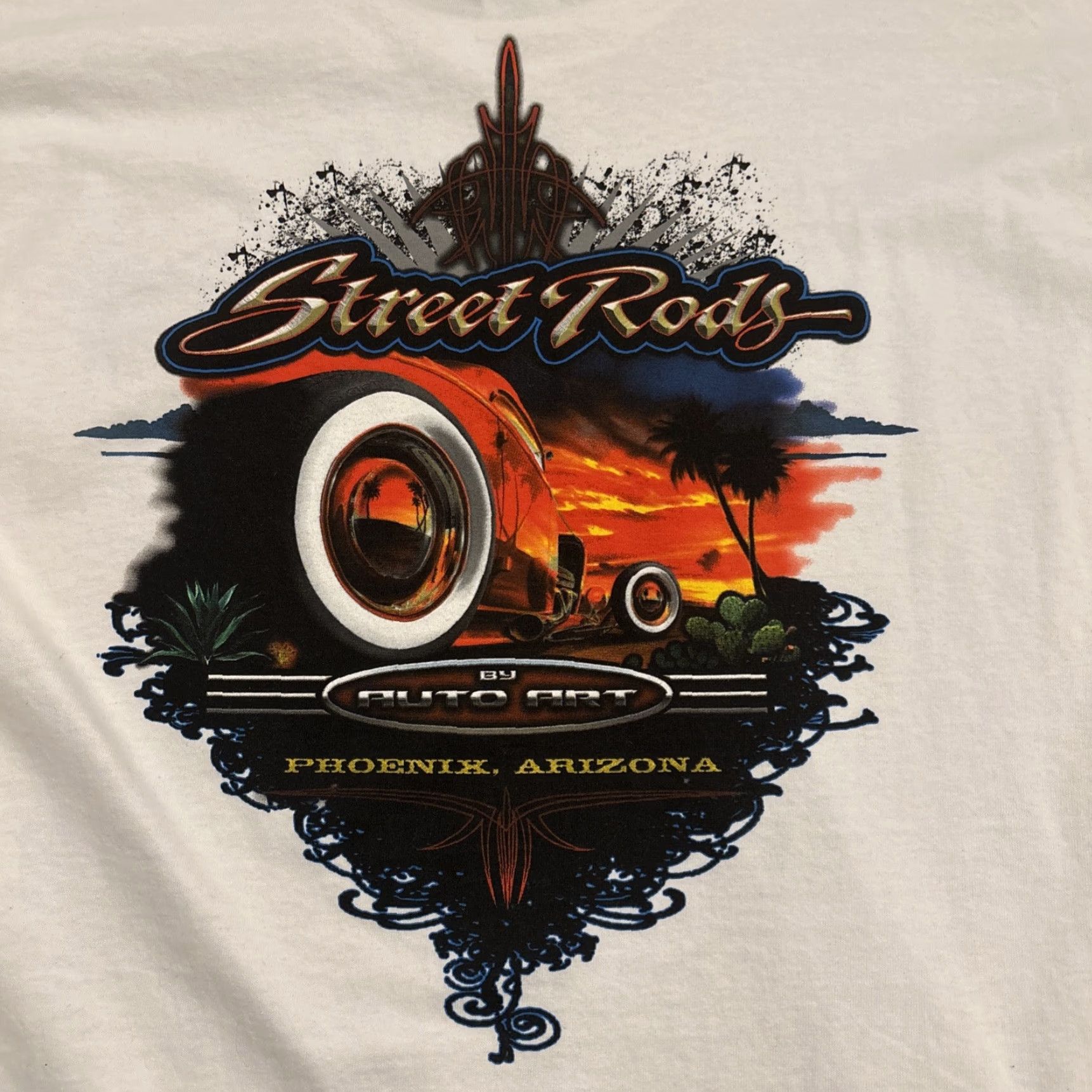Gildan VINTAGE Gildan T-Shirt Street Rods Auto Art Phoenix Arizona White Size L Hot Rod Mens Size US L / EU 52-54 / 3 - 2 Thumbnail