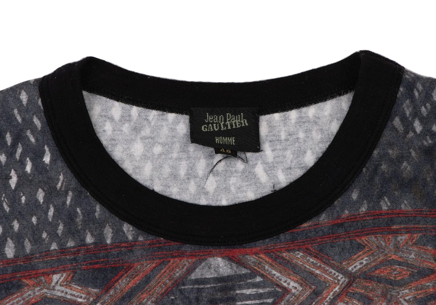 Jean Paul Gaultier Tribal Print Ringer T-Shirt in Black, White, and Red Size US M / EU 48-50 / 2 - 3 Thumbnail
