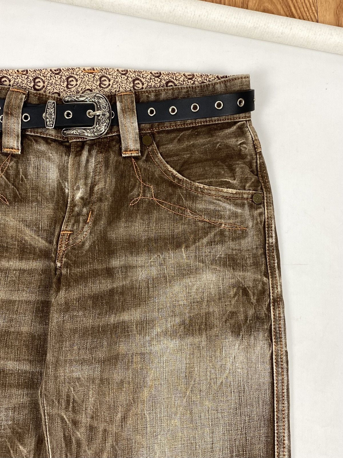 Edwin RARE ‼️ VTG EDWIN BLUE TRIP CRAZY FADED BROWN FLARE JEANS Size US 30 / EU 46 - 4 Thumbnail