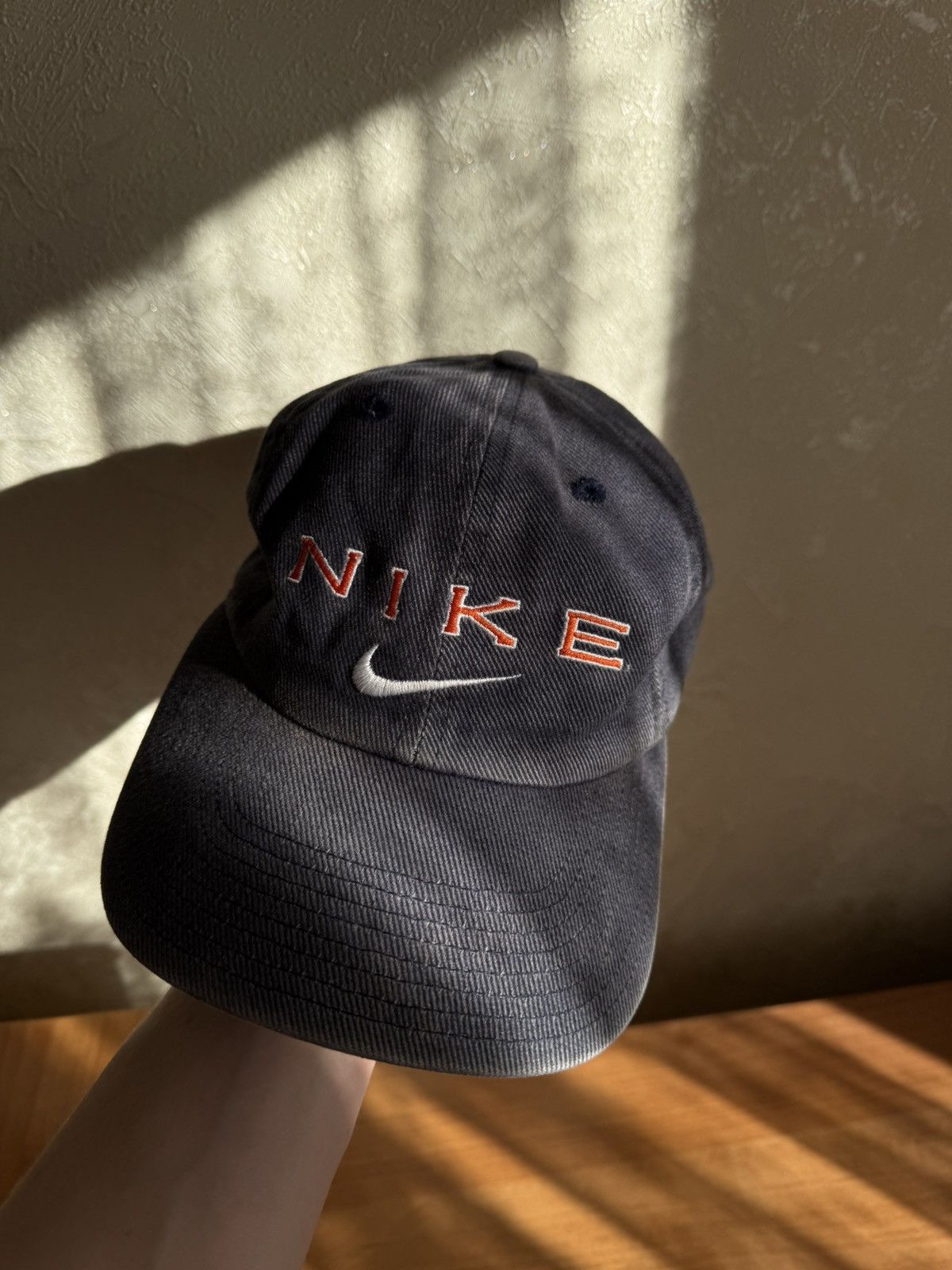 Nike Vintage Nike Embroidered Spellout Cap - Faded Navy / Orange Size ONE SIZE - 6 Thumbnail