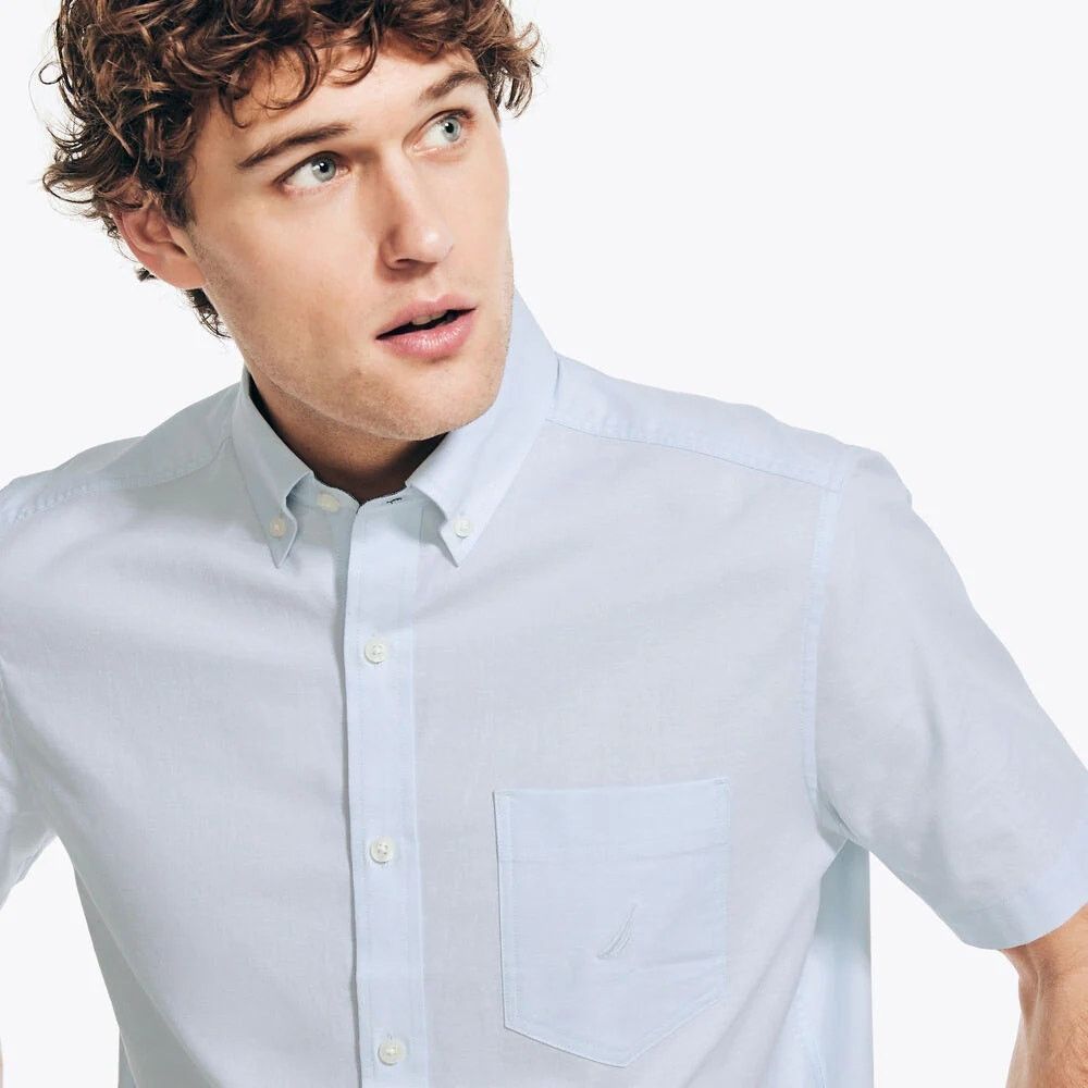 Nautica Nautica Sky Blue Short Sleeve Oxford Shirt - Men's - Medium Size US M / EU 48-50 / 2 - 2 Thumbnail