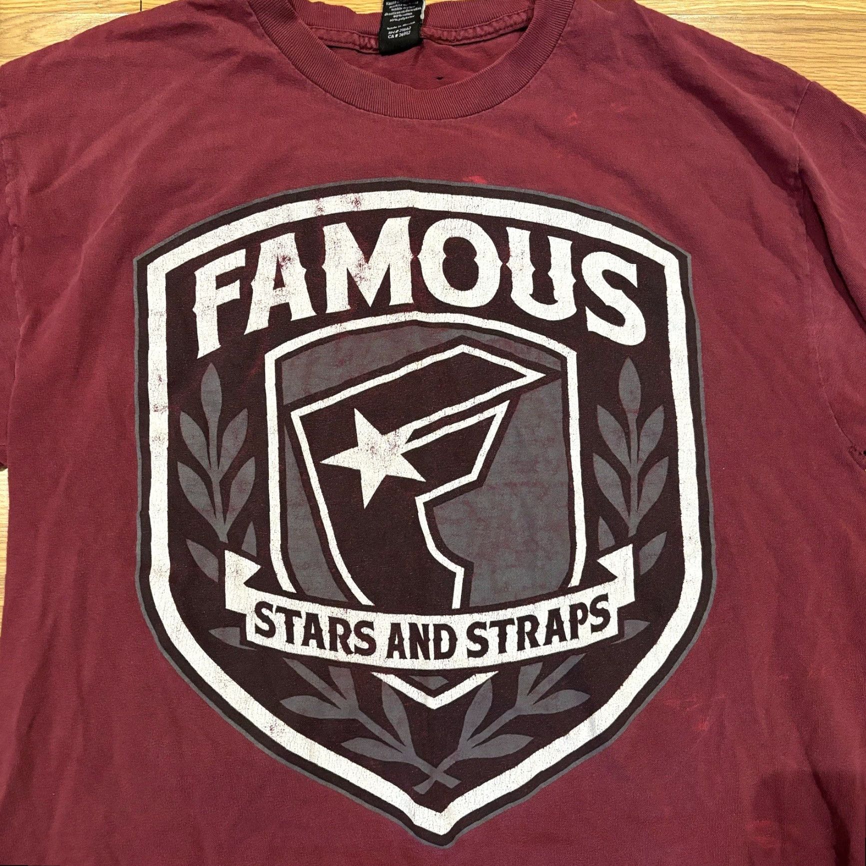 Vintage VINTAGE Famous Stars & Straps Since 99 Burgundy Maroon Red T Shirt Mens Size L Size US L / EU 52-54 / 3 - 3 Thumbnail