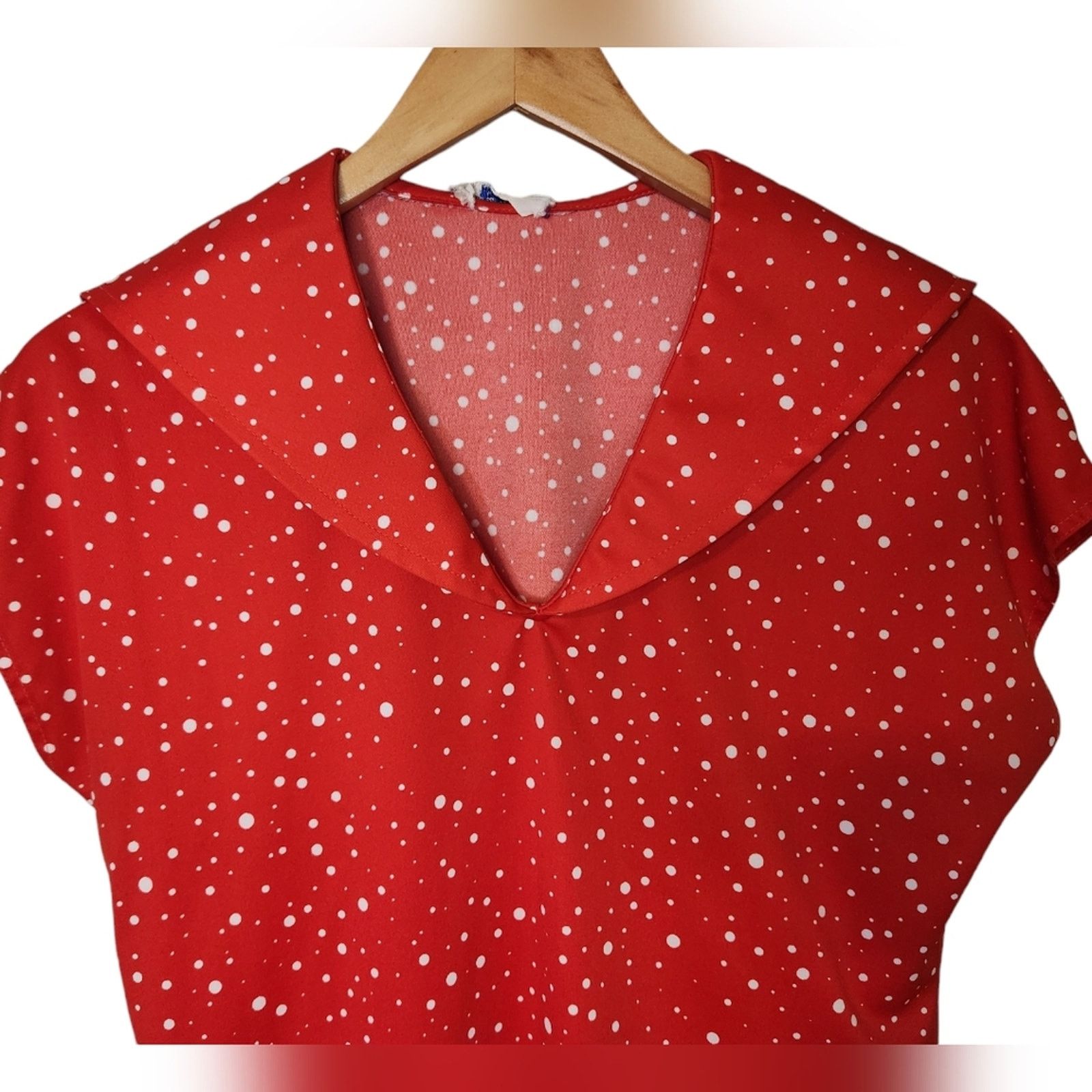 Vintage Vintage Retro red and white dot wide collar top Medium Size M / US 6-8 / IT 42-44 - 5 Thumbnail