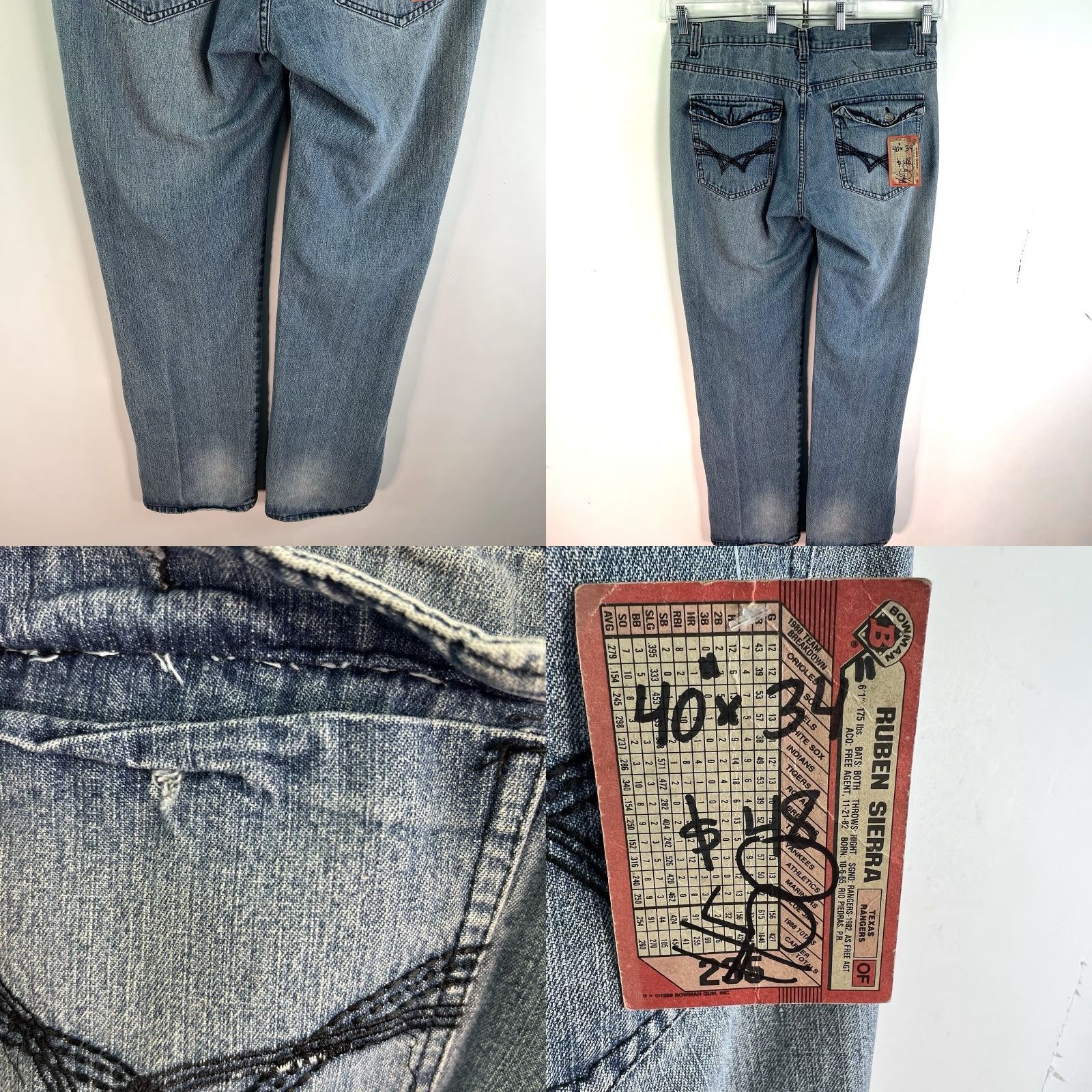 Denime VINTAGE Swiss Cross Men's Straight Fit Denim Jeans Size 40 Blue Cotton 34Inch Inseam 90s Art Theme Size US 40 / EU 56 - 8 Thumbnail