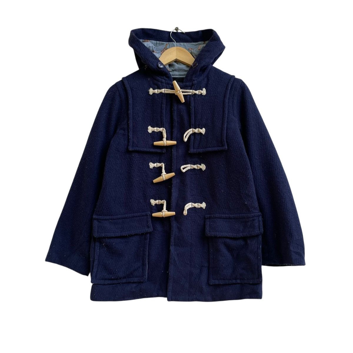 💥Vintage Ne Net Monogram Lining Hooded Toggles Button Jacket