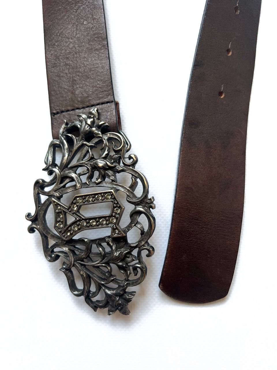 John Galliano Vintage Galliano John leather gothic rhinestone belt buckle Size ONE SIZE - 3 Thumbnail
