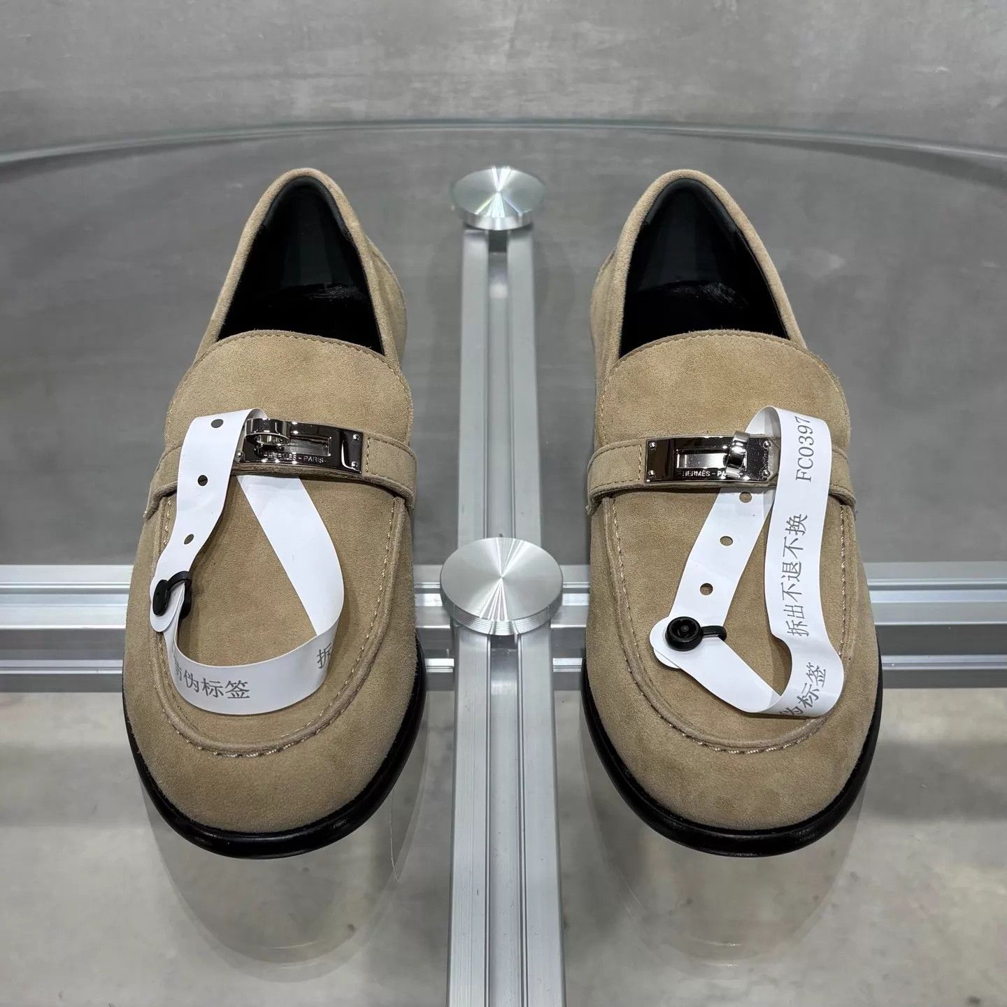 Hermes Hermes Khaki Silver Buckle Loafer 35 New w/ Box Size US 4.5 / IT 34.5 - 1 Thumbnail