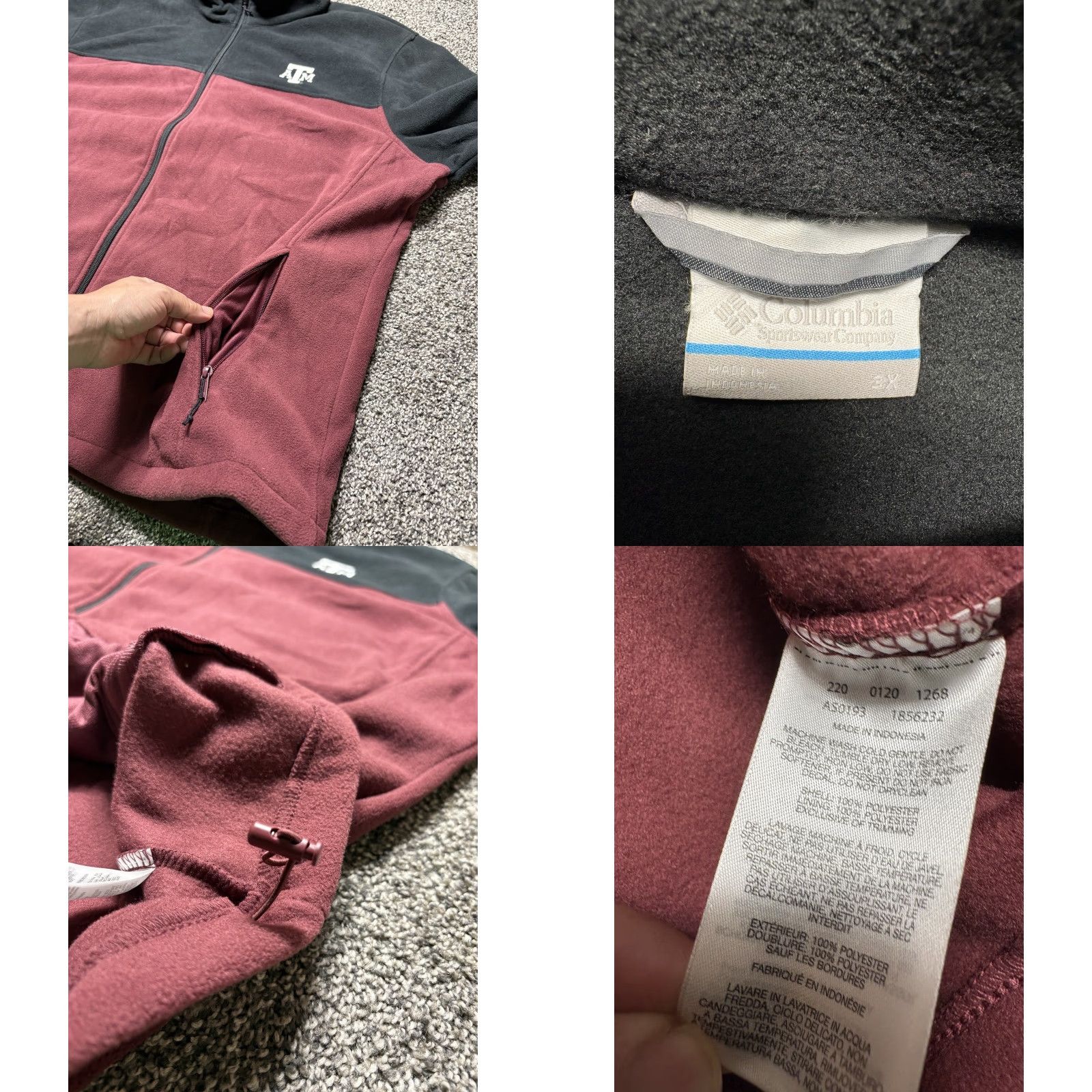 Vintage Columbia Jacket Men 3XL Maroon Black Collegiate Full Zip Texas A&M Aggies Size US XXL / EU 58 / 5 - 8 Thumbnail