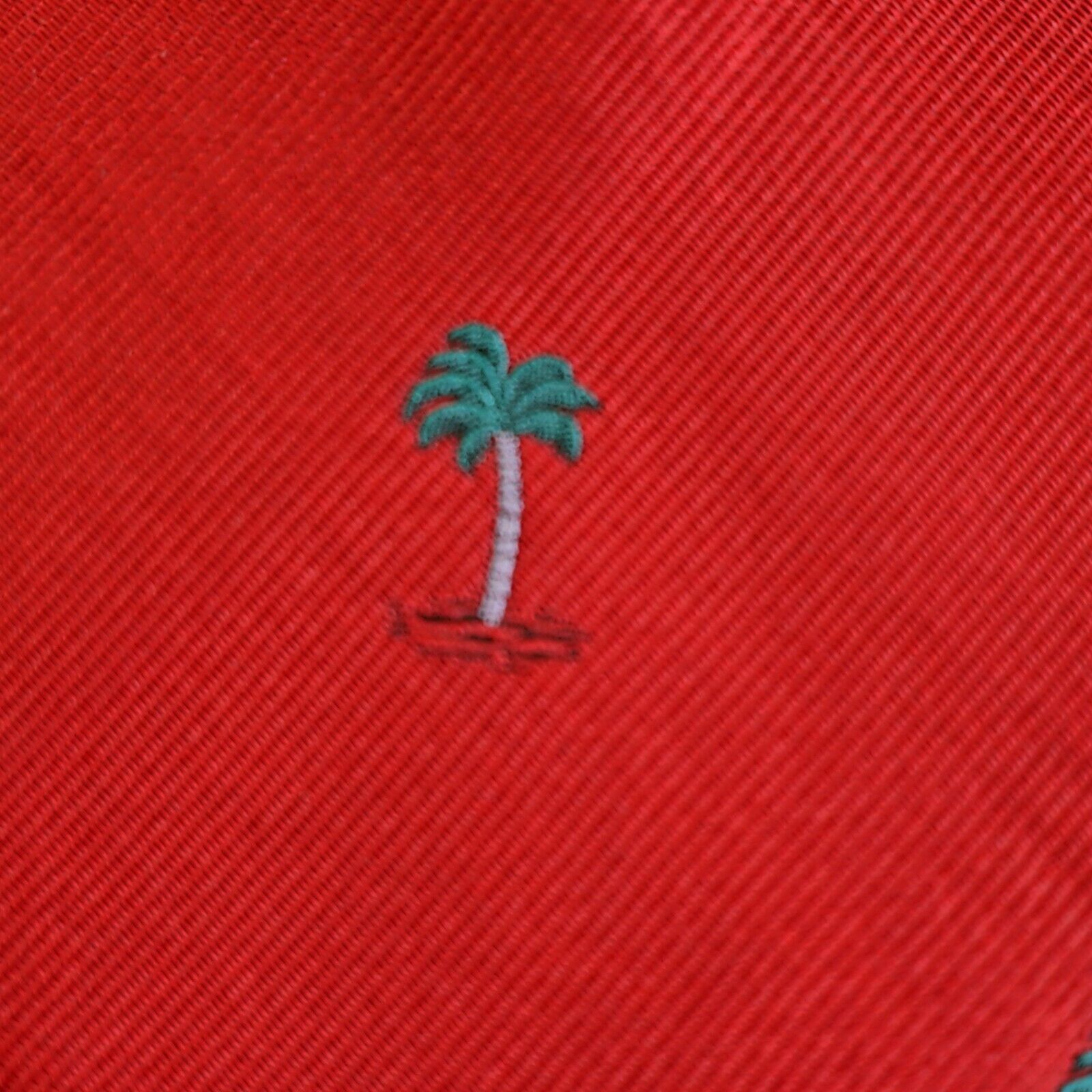 Huntington Huntington Red Woven Palm Tree Silk Tie Size ONE SIZE - 2 Thumbnail
