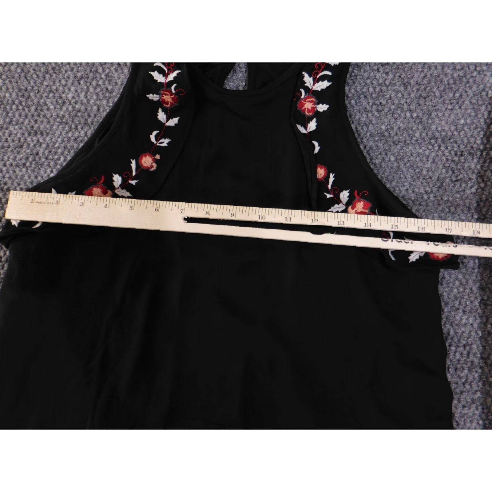 Loft LOFT Sleeveless Top Womens Small Black Embroidered Floral Ruffle Tank Blouse Size S / US 4 / IT 40 - 4 Thumbnail
