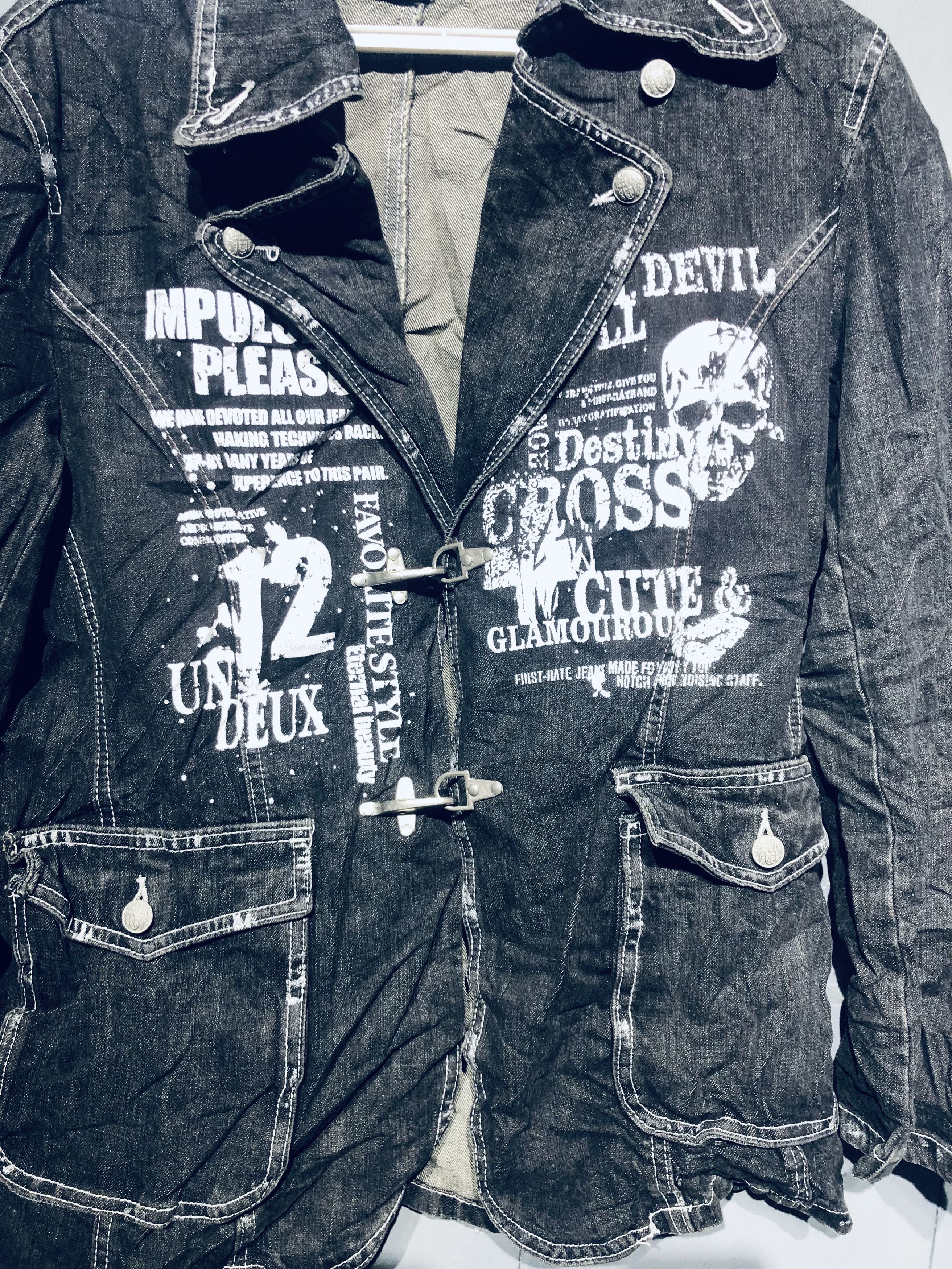 Japanese Brand 💸OFFER BINDING💸 SKULL ☠️ PUNK STYLE DENIM JACKET‼️ Size US M / EU 48-50 / 2 - 4 Thumbnail