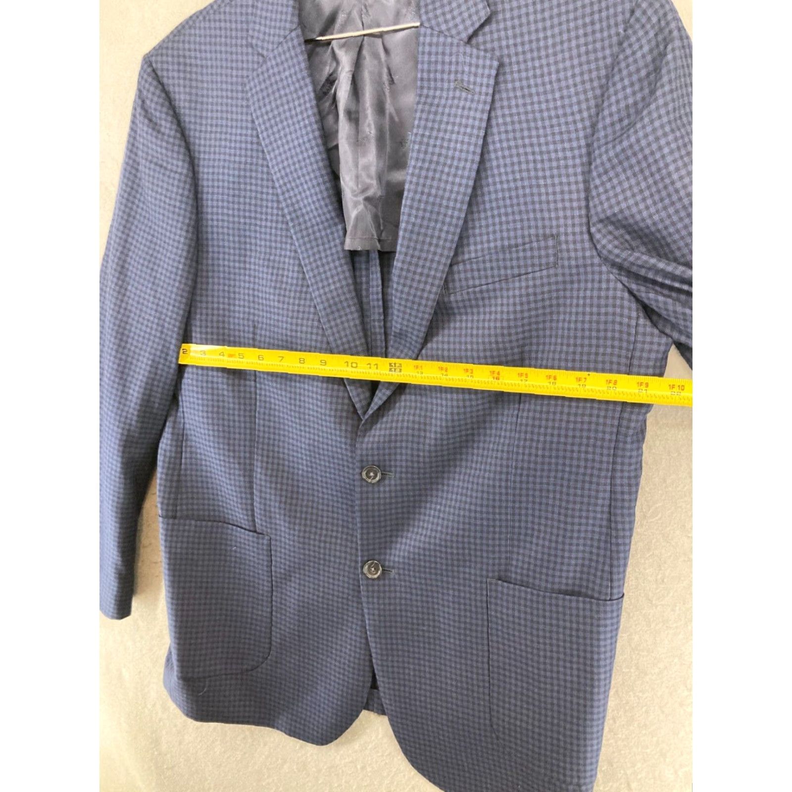 Jos. A. Bank Jos. A. Bank Classic Suit Jacket 44L Blue Check Wool Blend Two-Button Long Sleeve Mens Size 44R - 2 Thumbnail
