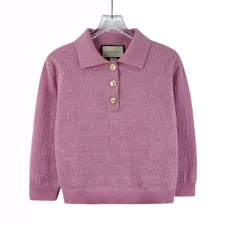 Gucci Gucci Pink Logo Knit Long Sleeve Sweater Size US XS / EU 42 / 0 - 1 Thumbnail