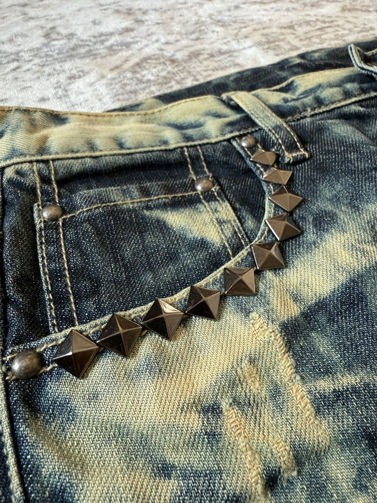 Japanese Brand Semantic Design Studded Acid Mud Wash Jeans Size US 30 / EU 46 - 5 Thumbnail