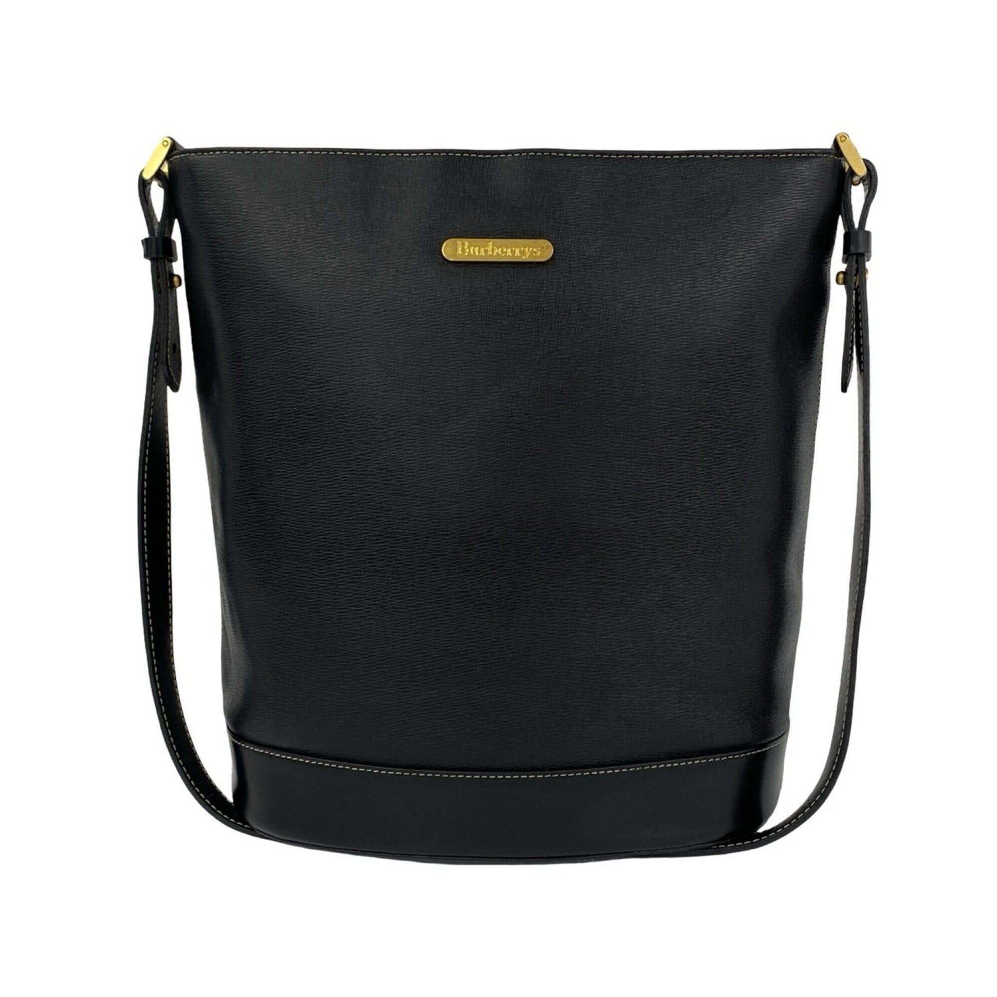 Burberry Burberrys Vintage Logo Hardware Nova Check Shadow Horse Leather Shoulder Bag Black b25-5 Size ONE SIZE - 1 Thumbnail