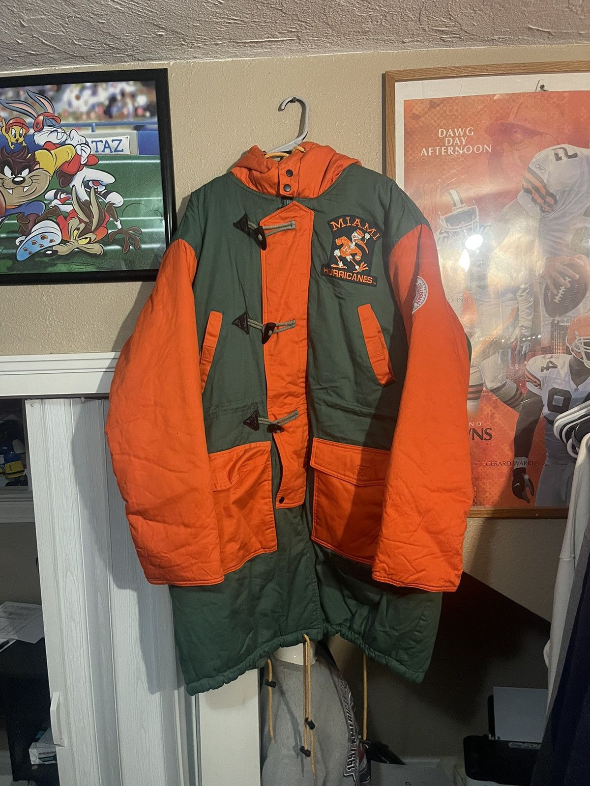 Image of NCAA x Vintage Miami Hurricanes The U Parka Jacket in Green, Men's (Size XL)