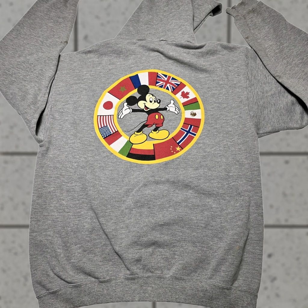 Disney VINTAGE Disney Epcot Mickey Mouse Full Zip Hoodie Men L USA Distressed 90s Hoodie Mens Large Gray Pockets 90s Retro Canvas Cotton Baggy Crew Neck Size US L / EU 52-54 / 3 - 1 Thumbnail
