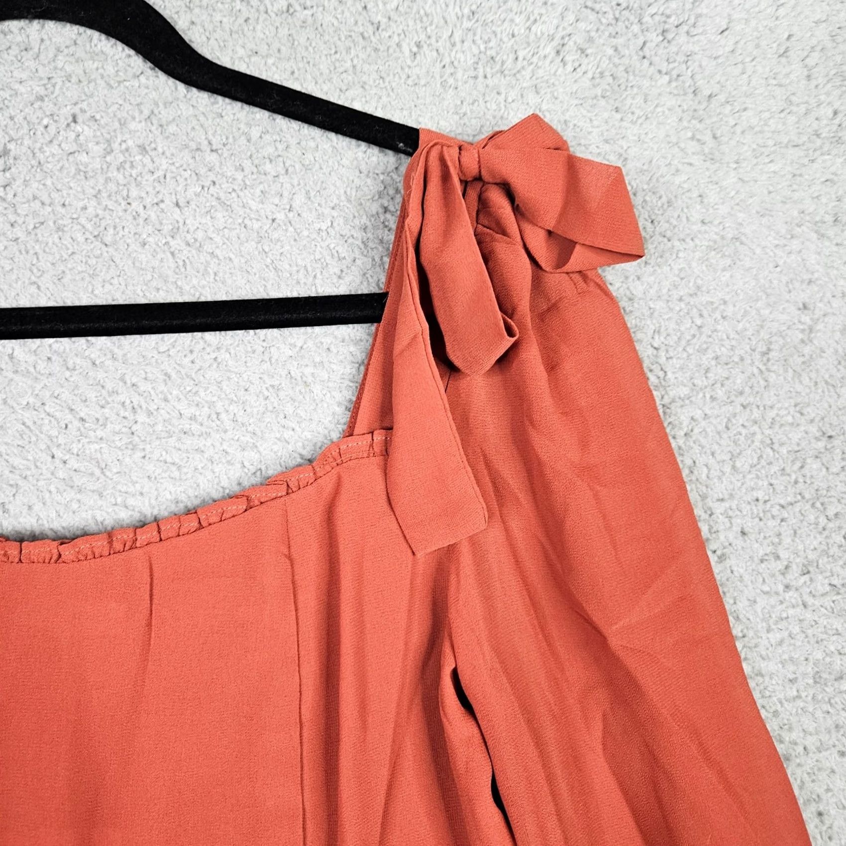 Vintage RIHOAS Cropped Blouse Red Long Sleeve Square Neck Juniors M Shirt Womens RIHOAS Size M / US 6-8 / IT 42-44 - 3 Thumbnail