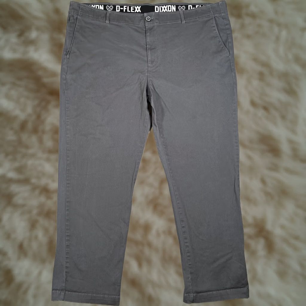 Vintage Dixxon D-Flexx Chino Pants Mens 46x32 Gray Stretch Flat Front Workwear Size US 30 / EU 46 - 1 Thumbnail