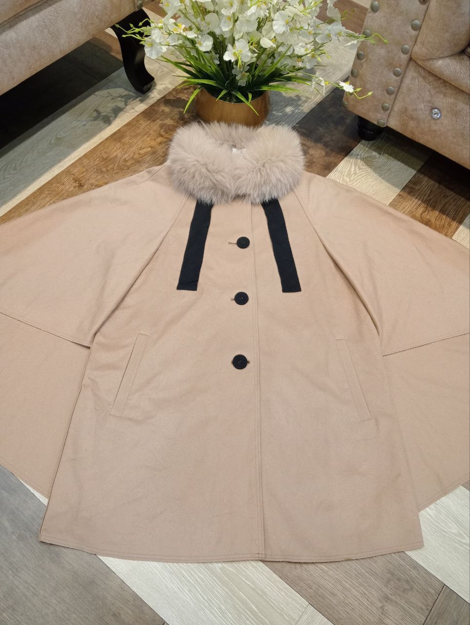 Lanvin LANVIN EN BLEU CASHMERE FLEECE CAPE PONCHO COAT Size XS / US 0-2 / IT 36-38 - 5 Thumbnail