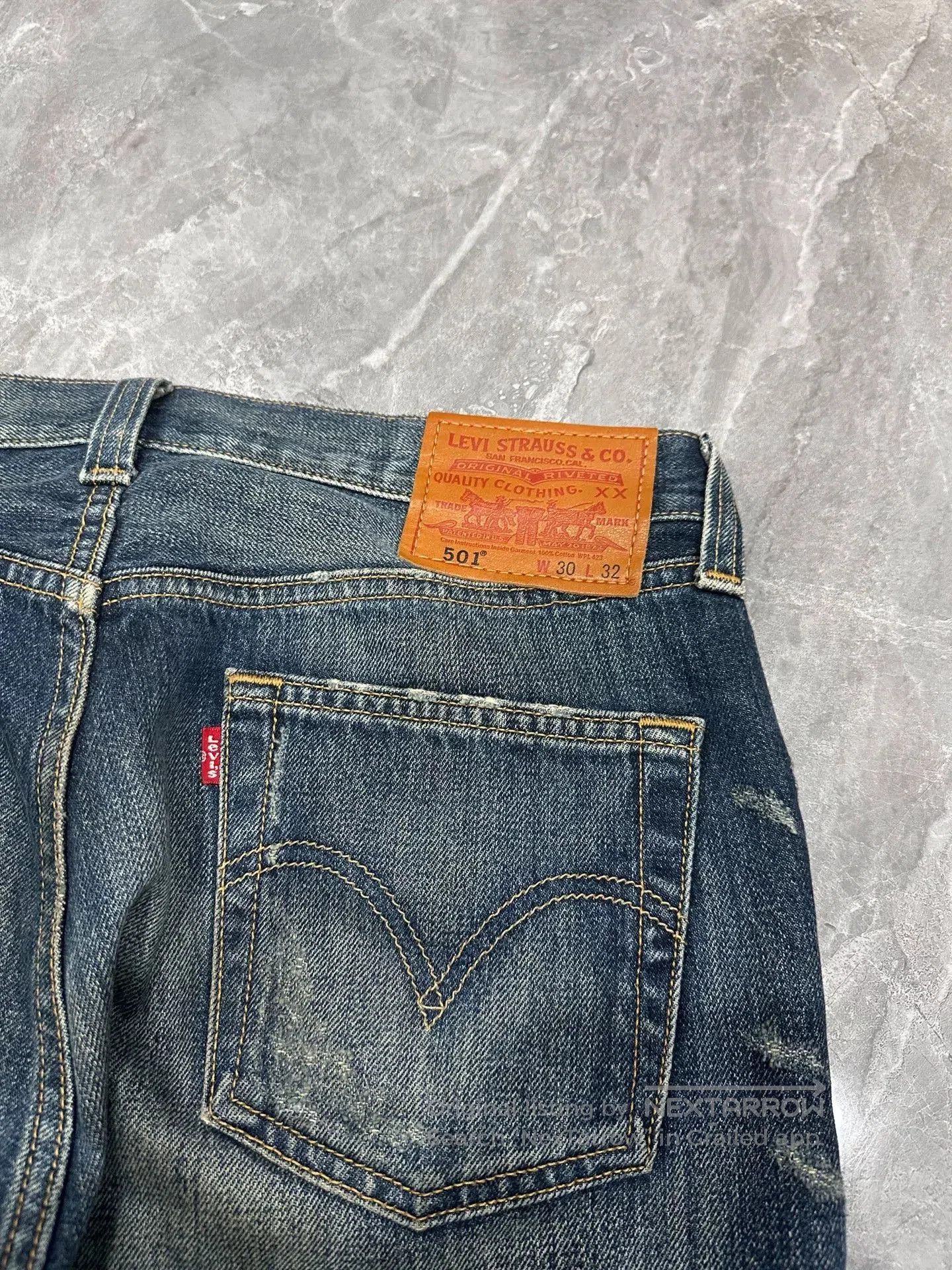 Levi's Levi's 501 Dark Blue Distressed Jeans. Size US 30 / EU 46 - 6 Thumbnail