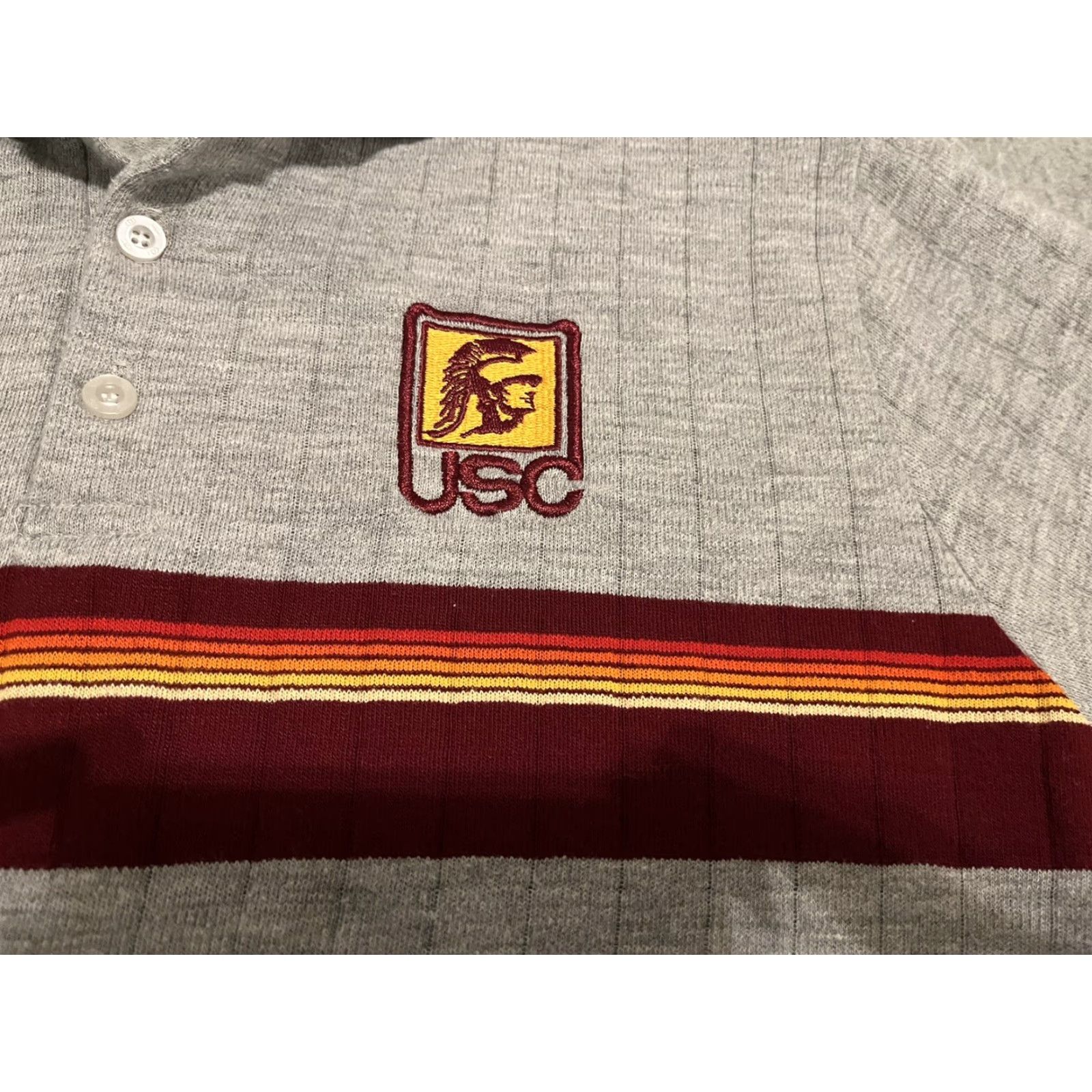 Champion VINTAGE Champion Polo Shirt USC Trojans Mens L Gray Short Sleeve Cotton Blend USA Made in USA Size US L / EU 52-54 / 3 - 2 Thumbnail