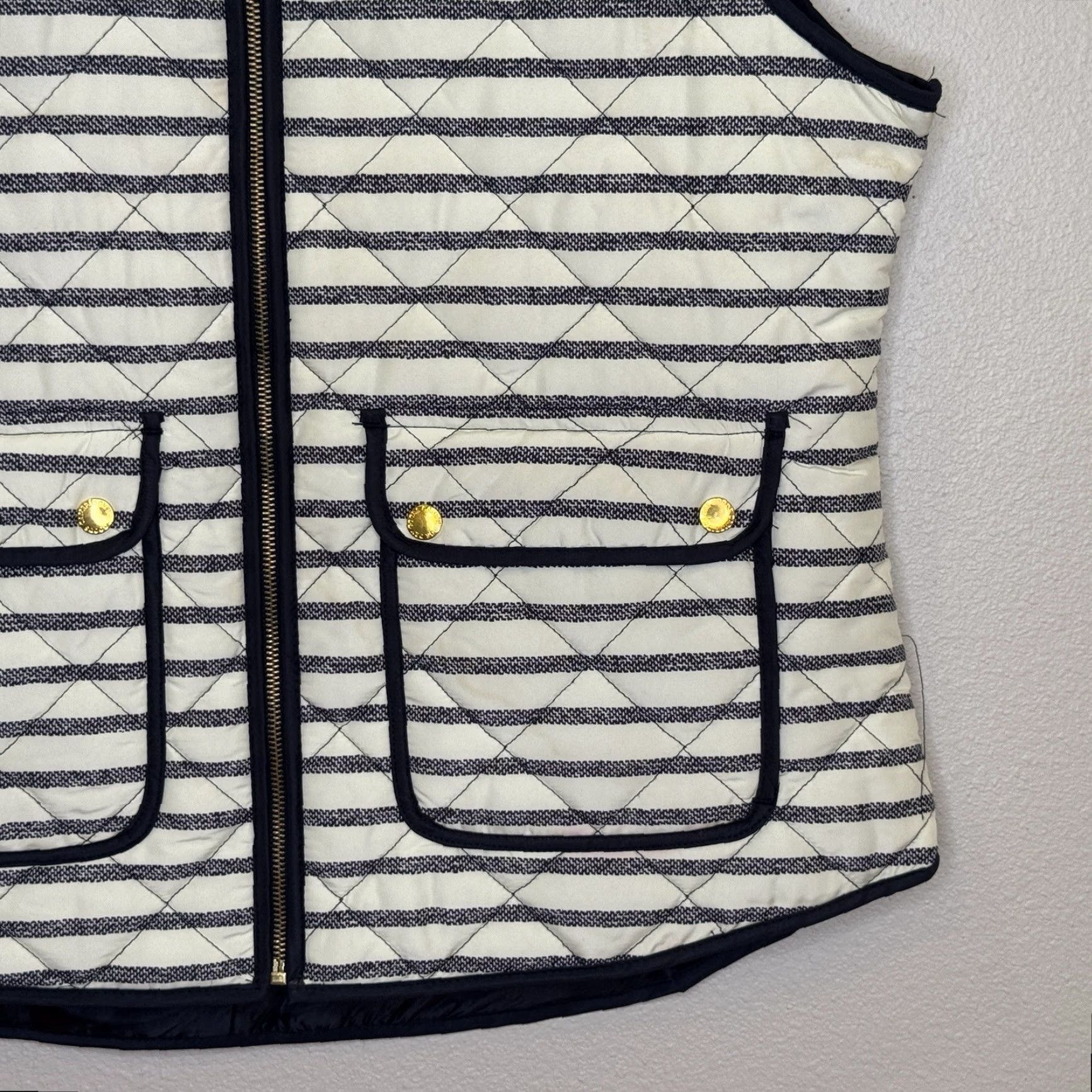 Vintage VINTAGE Cambridge Dry Goods Quilted Vest Womens XL Blue Stripe Full Zip Pockets NEW Size XL / US 12-14 / IT 48-50 - 3 Thumbnail