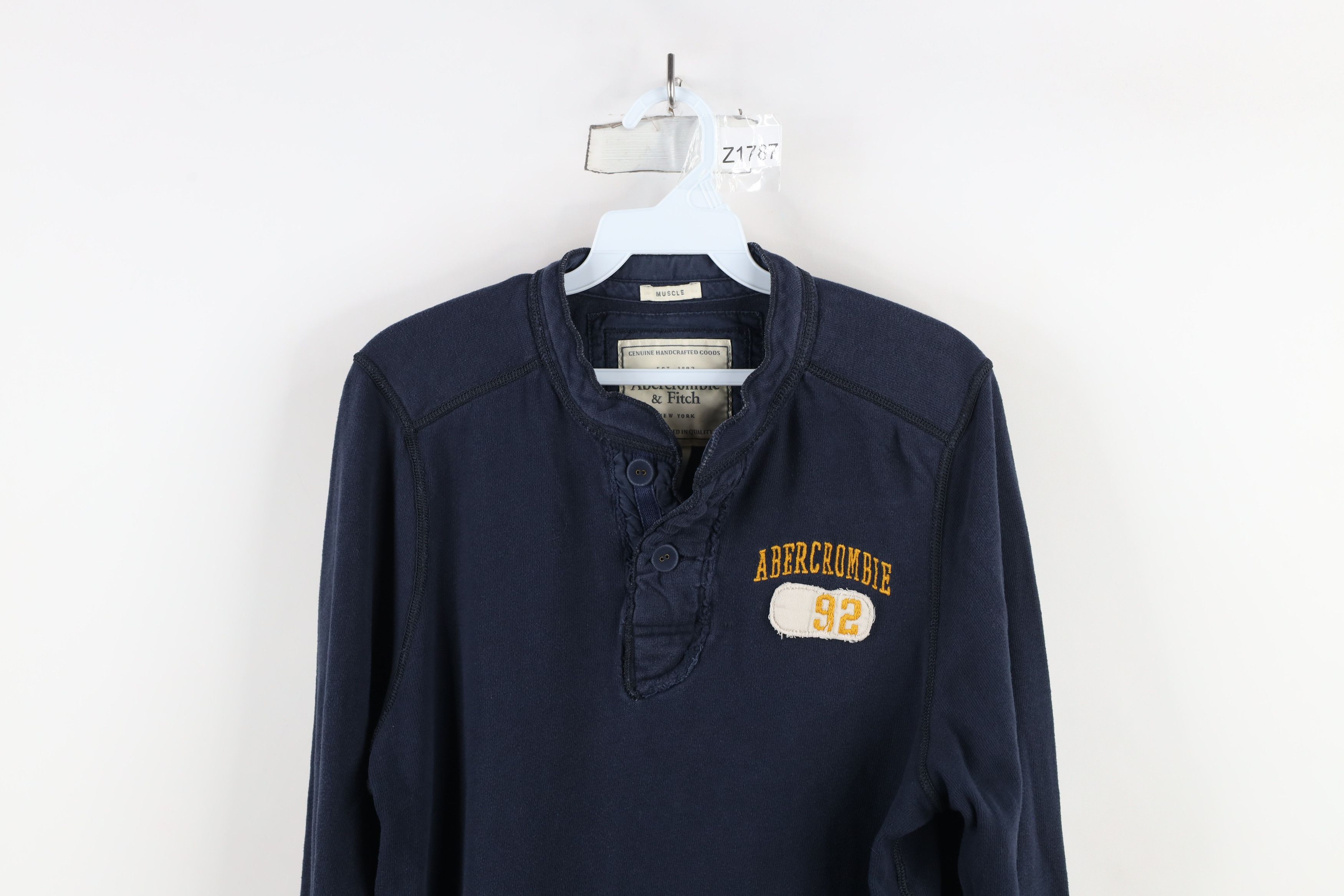 Abercrombie & Fitch × Vintage Vintage 90s Y2K Abercrombie & Fitch Knit Henley T-Shirt Blue Size US L / EU 52-54 / 3 - 2 Thumbnail