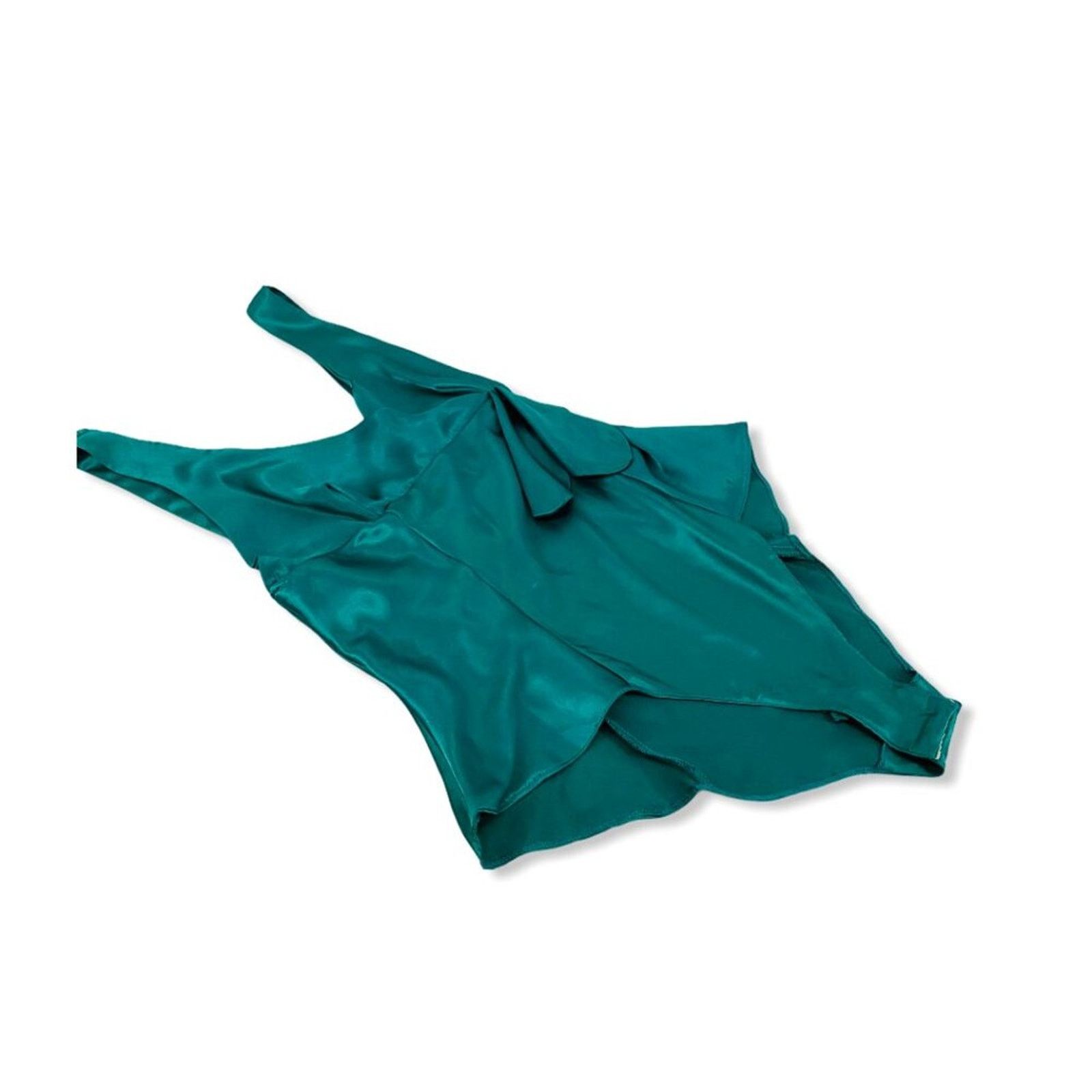 Vintage Vintage Second Skin Satin Green Teddy Frilly Leg Lingerie M Size ONE SIZE - 1 Thumbnail