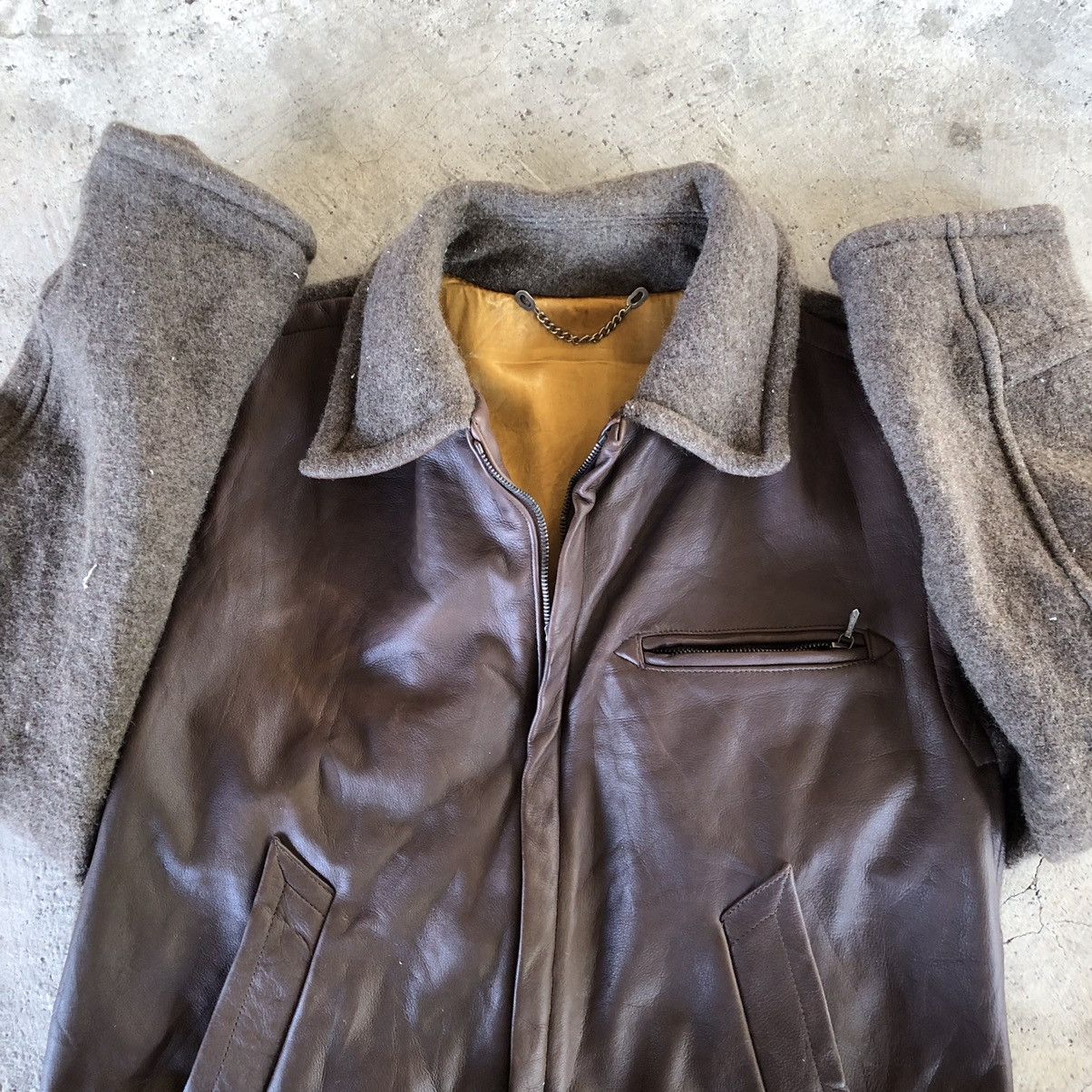 Vintage ECHTES LEDER Wool and Leather Jacket Size US M / EU 48-50 / 2 - 5 Thumbnail