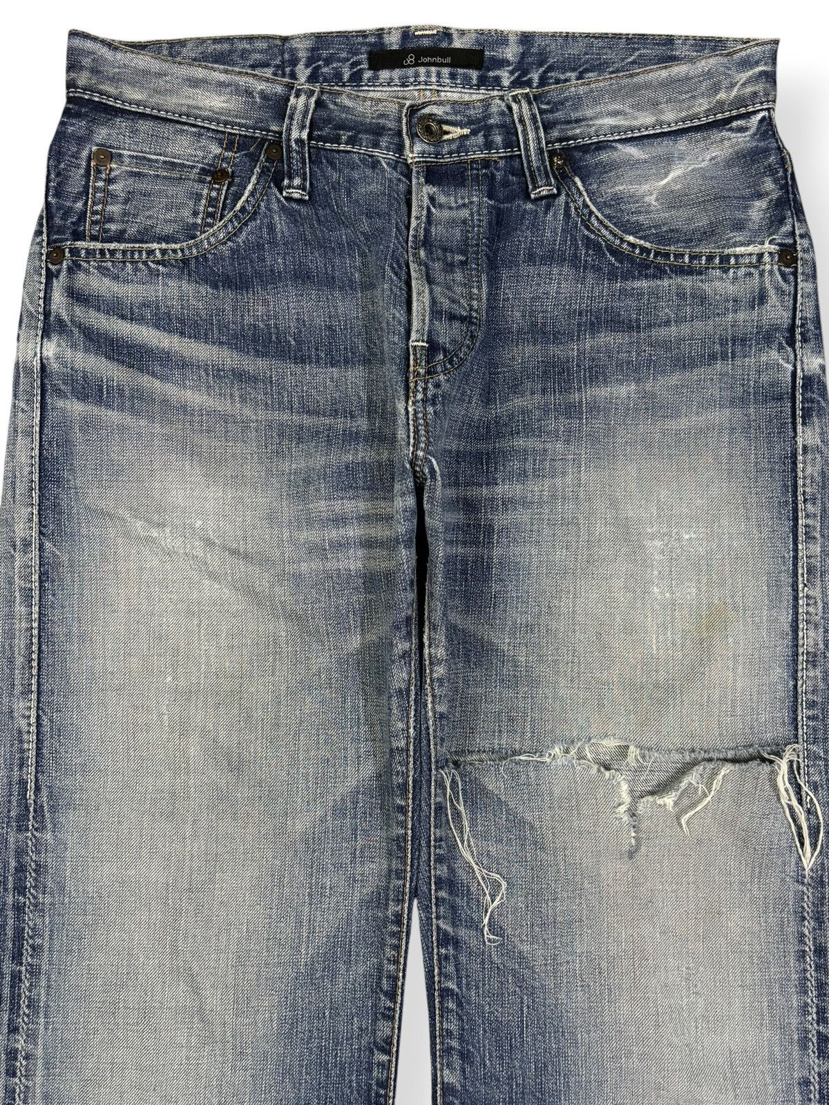 Junya Watanabe Vintage Johnbull Selvedge Whisker Loose Fit Distressed Jeans Size US 31 - 4 Thumbnail