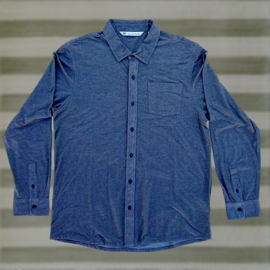 TravisMathew VINTAGE Travis Mathew Button-Up Shirt Stretch XL Gray Cotton Polyester Blend Knit Men Button-Down Casual Shirt Mens Size US XL / EU 56 / 4 - 1 Thumbnail