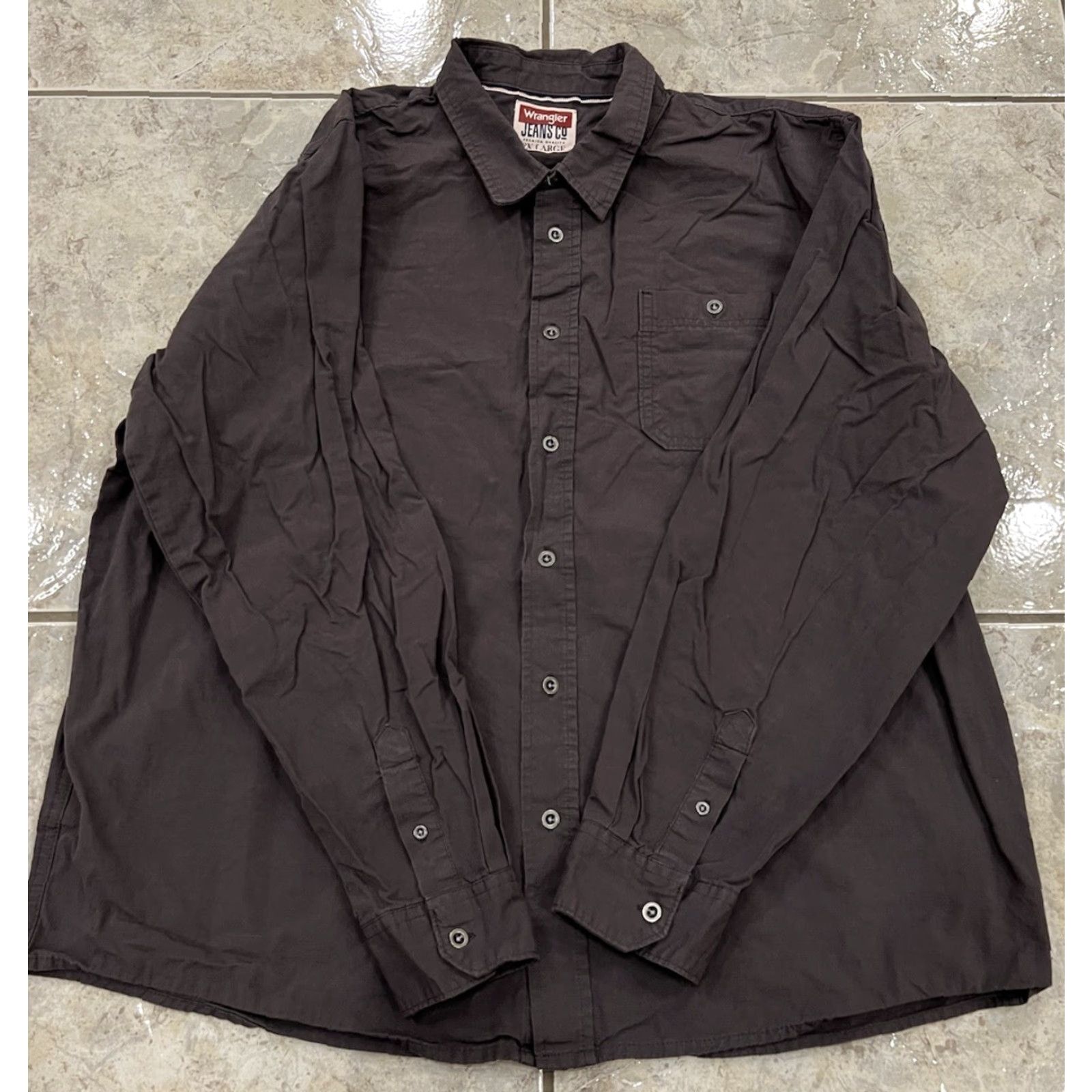 Wrangler Wrangler Jeans Co. Button-Up Shirt Gray Chambray Long Sleeve 2XL Men’s Casual Workwear Size US XXL / EU 58 / 5 - 5 Thumbnail