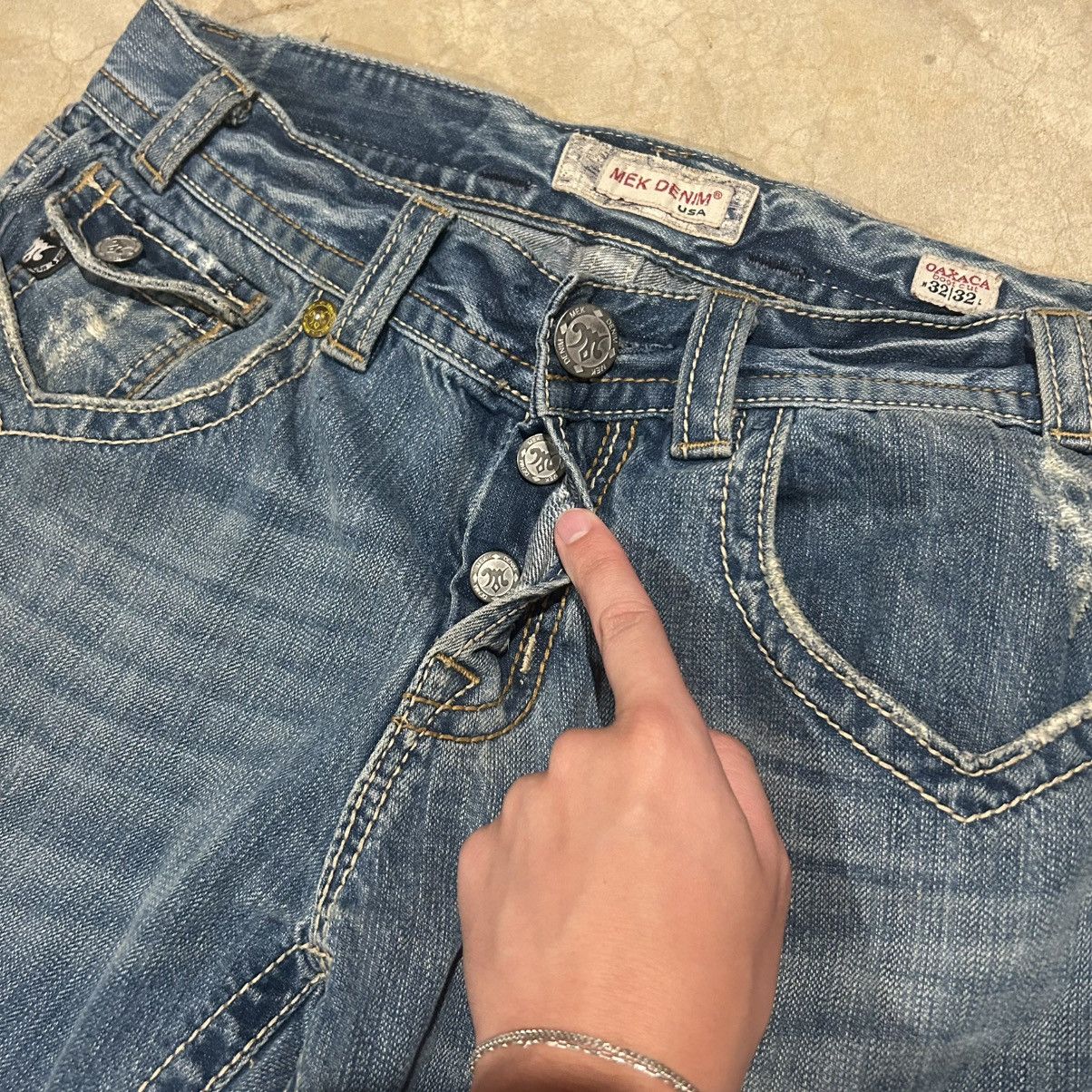 Mek Denim Vintage Y2K Mek Denim Bootcut Distressed Faded Jeans Cyber Size US 32 / EU 48 - 9 Thumbnail