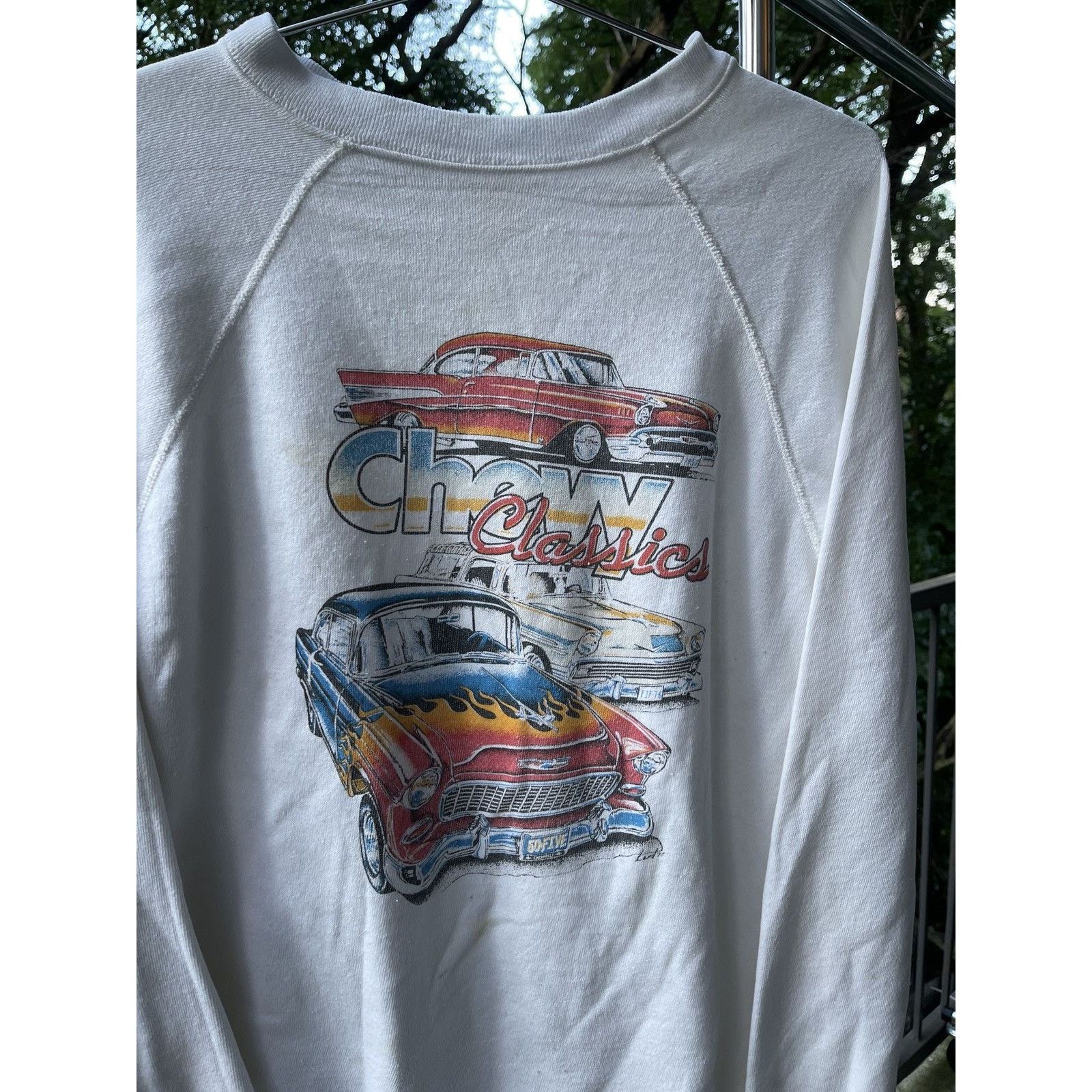 Vintage Vintage 80s Thrashed Faded Chevy Car Raglan Sweatshirt Size US L / EU 52-54 / 3 - 2 Thumbnail
