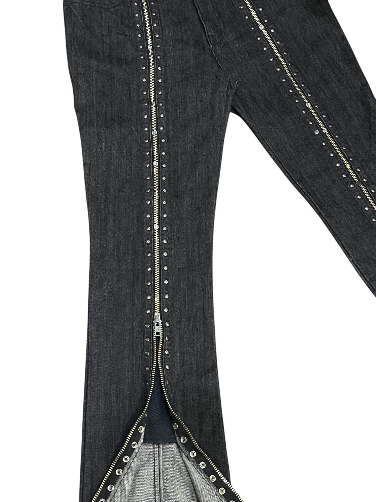 BIGI 🔥Vtg MOGA Punk Studded Long Zipper Stretchable Denim Flare Size 27" / US 4 / IT 40 - 4 Thumbnail