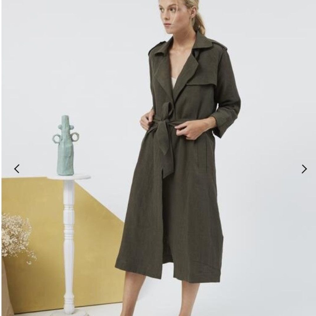 Other NAÏF MONTREAL Olive Green Flowy Minimalist Trench Coat sz M Size L / US 10 / IT 46 - 1 Thumbnail