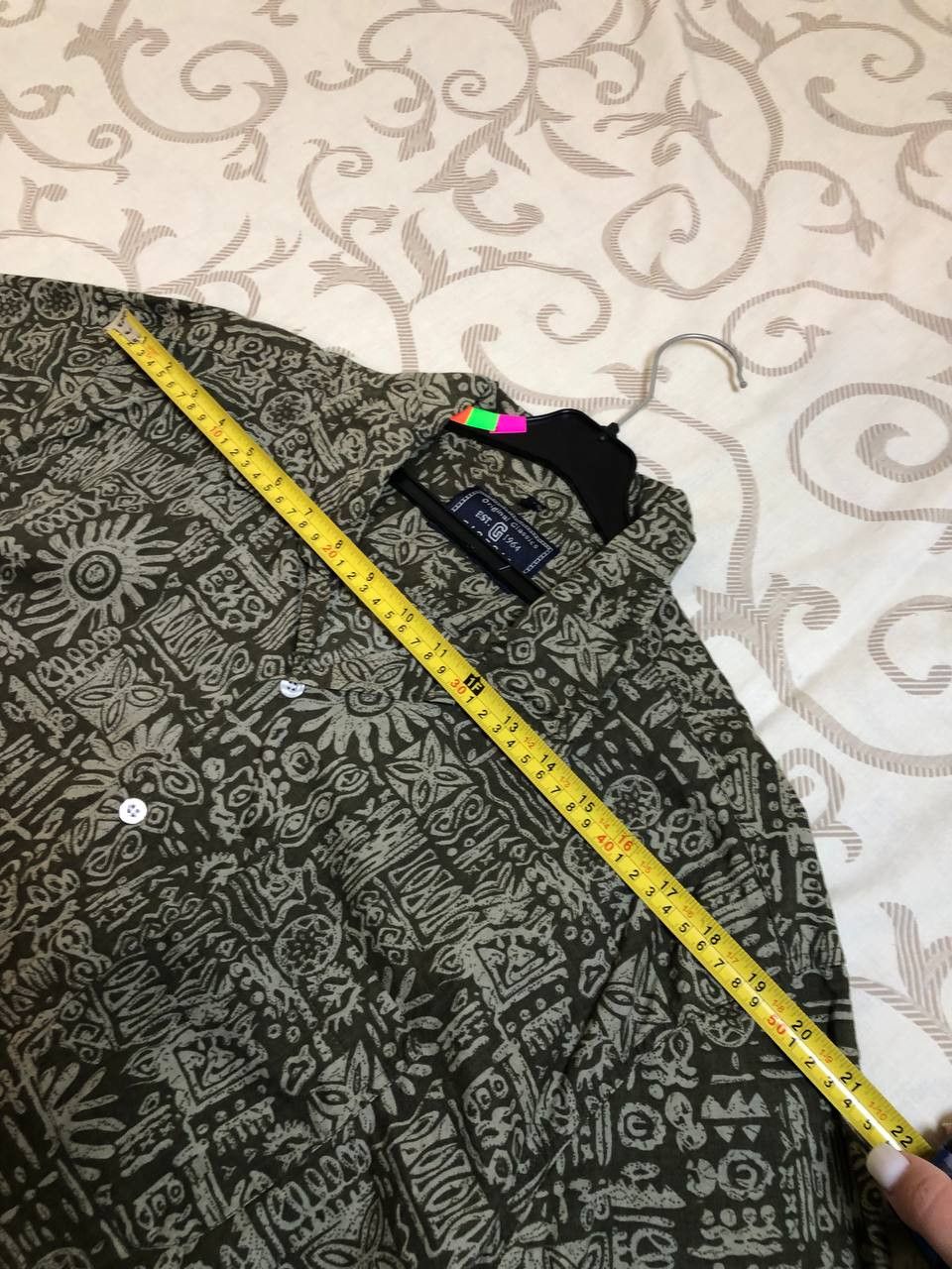 Vintage Giorgio Classics Olive Tribal Pattern Short Sleeve Shirt Size US L / EU 52-54 / 3 - 8 Thumbnail