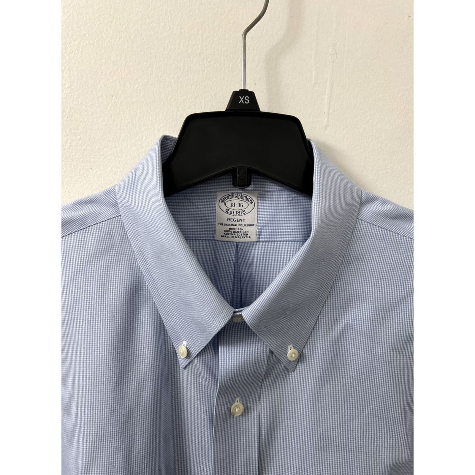 Brooks Brothers Brooks Brothers Original Polo Shirt Men 18 Blue Houndstooth Supima Button Up L/S Dress Shirt Regal/Regent Fit Size US XXL / EU 58 / 5 - 5 Thumbnail
