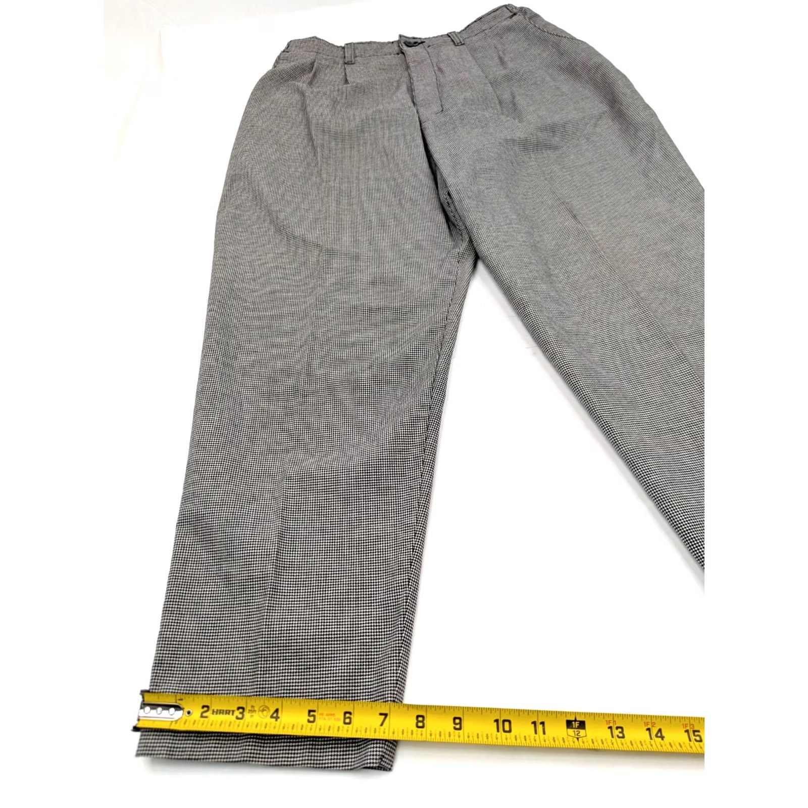 Lee VINTAGE Lee Houndstooth Pants Women 18P Petite Black & White Houndstooth Tapered Pleated Waist 31 in Inseam 27.5 in Crew? Size 40" / US 18 - 2 Thumbnail